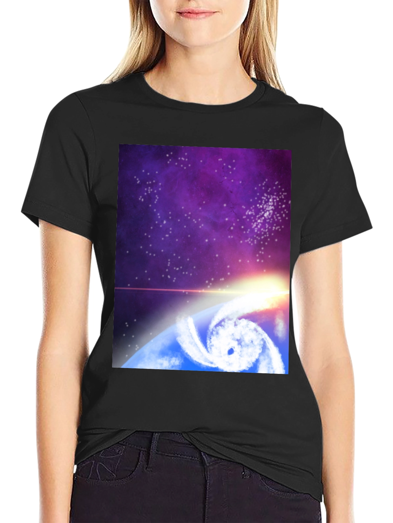 Cosmic Hurricane Graphic Tee - Black Cotton Blend