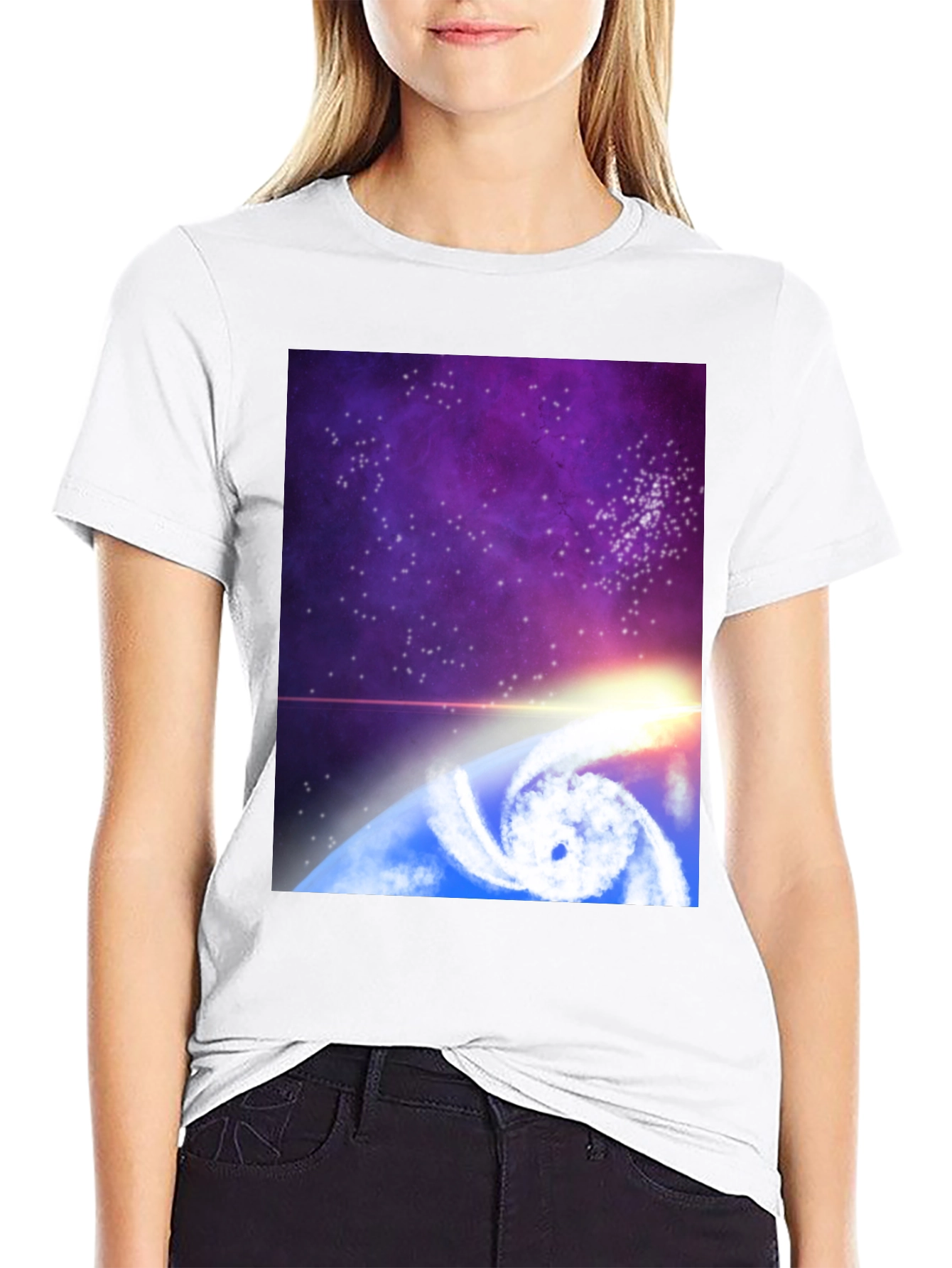 Cosmic Hurricane Graphic Tee - Black Cotton Blend