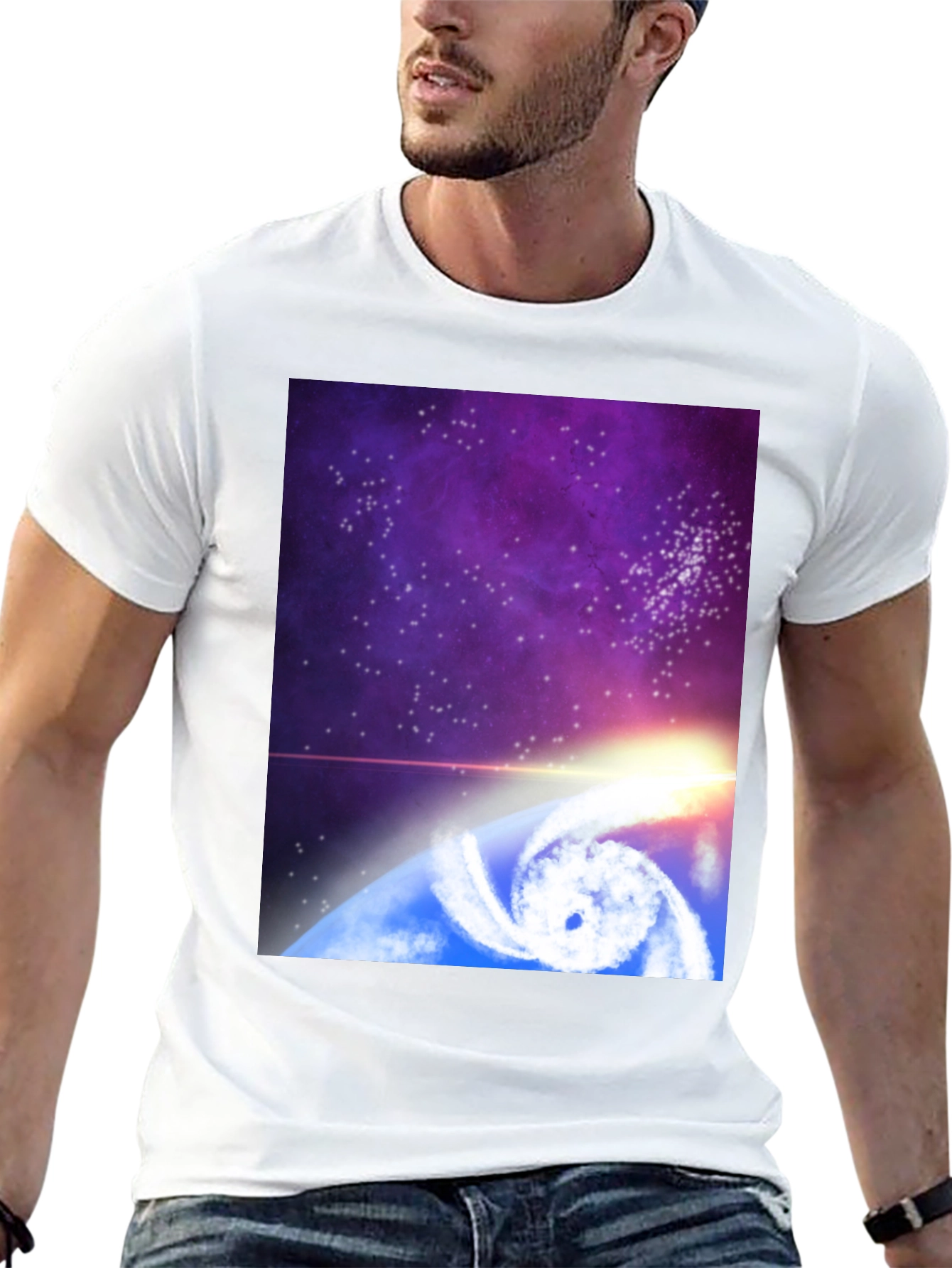Cosmic Hurricane Graphic Tee - Black Cotton Blend
