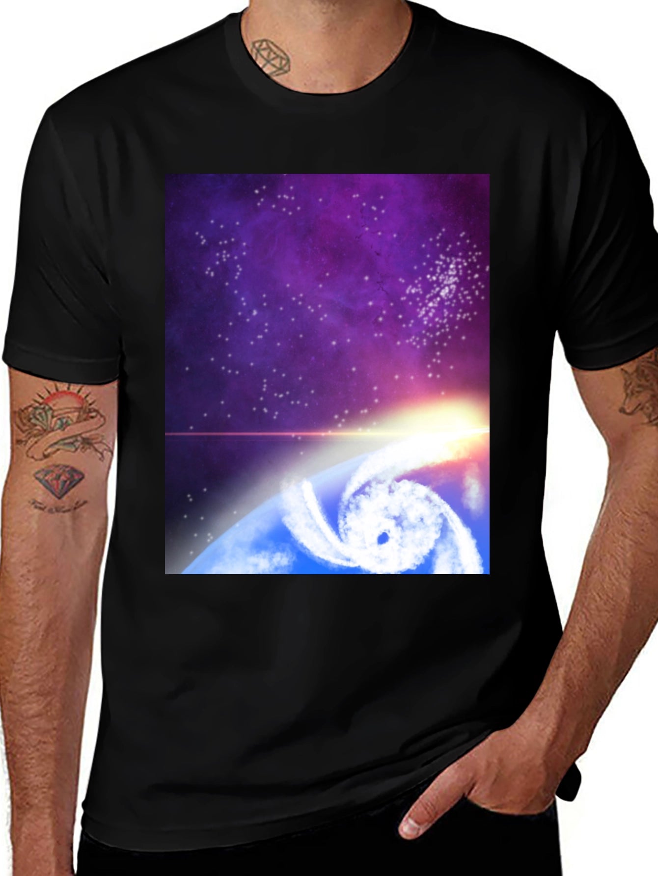 Cosmic Hurricane Graphic Tee - Black Cotton Blend