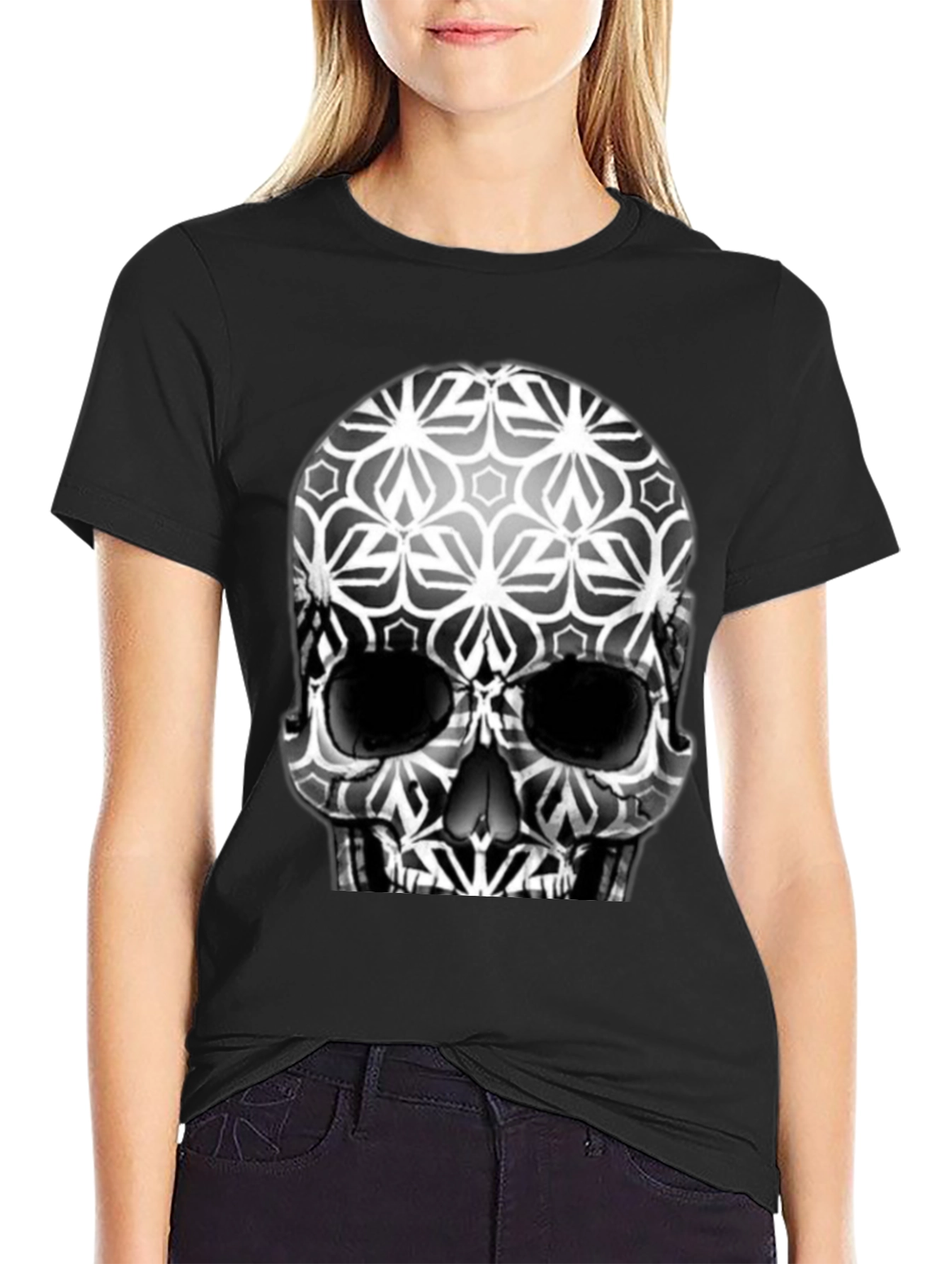 Geometric Skull Graphic Tee - Mens Black T-Shirt