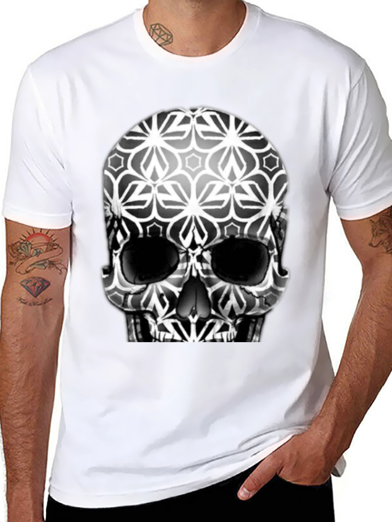 Geometric Skull Graphic Tee - Mens Black T-Shirt