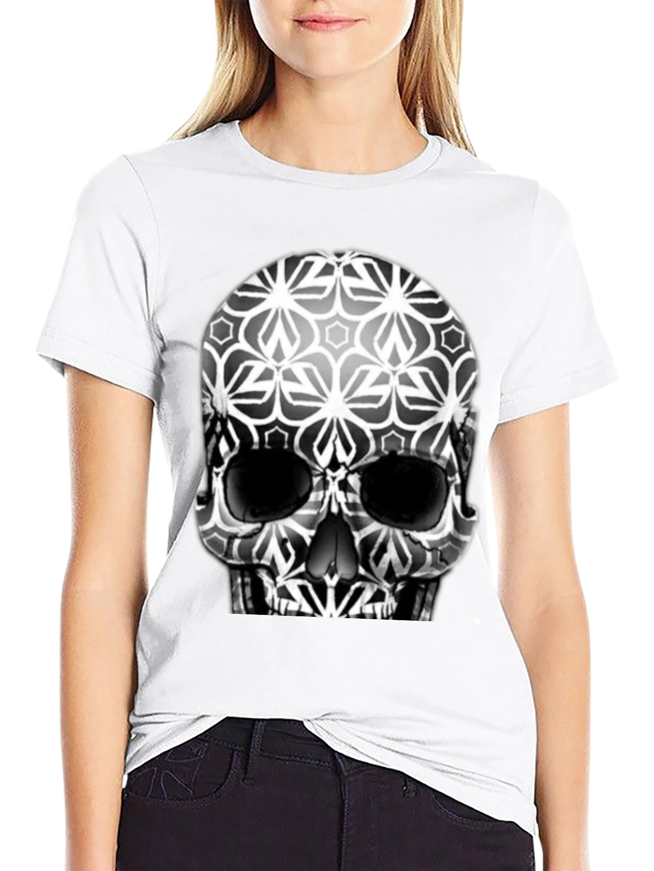 Geometric Skull Graphic Tee - Mens Black T-Shirt