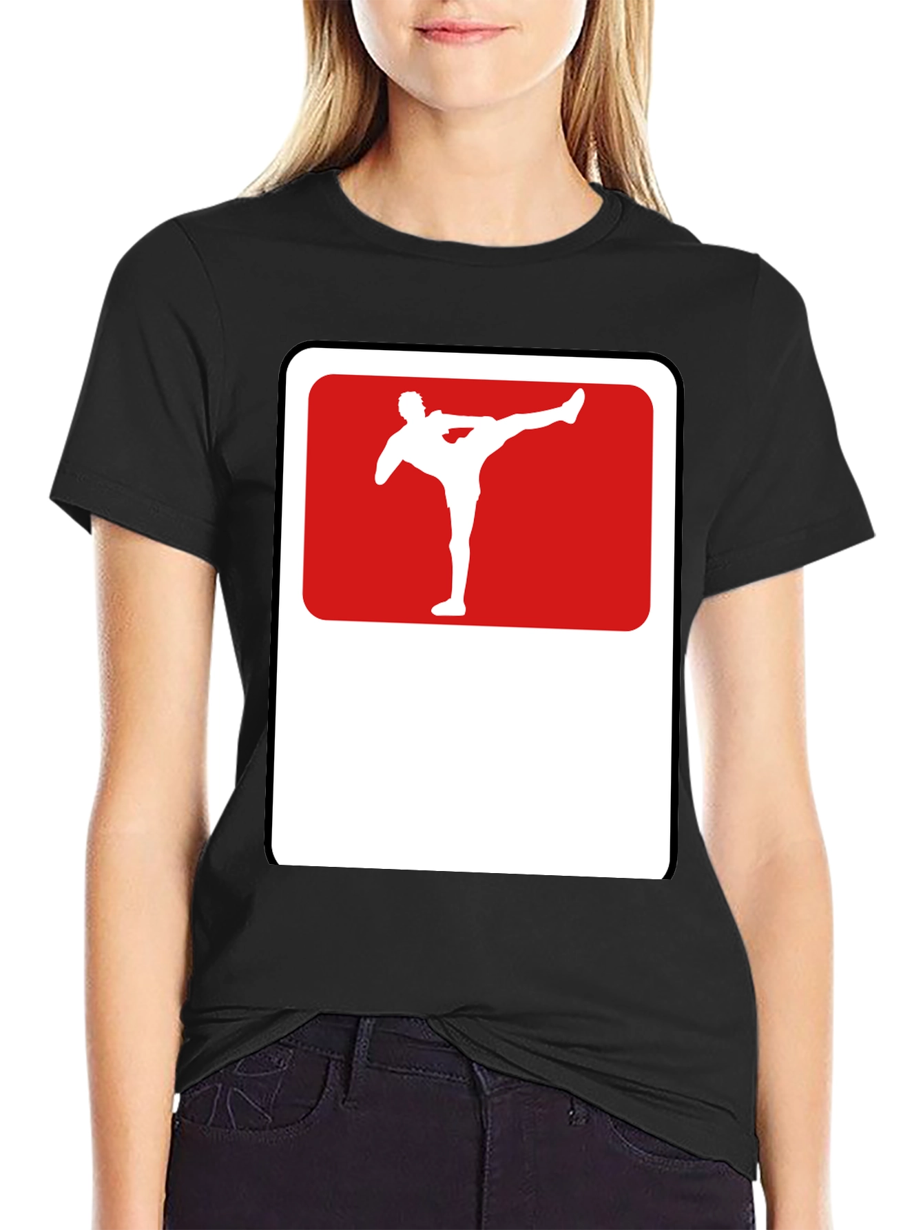Martial Arts Kick Graphic Tee - Black