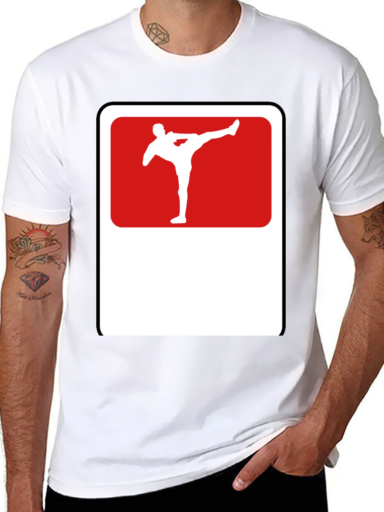 Martial Arts Kick Graphic Tee - Black