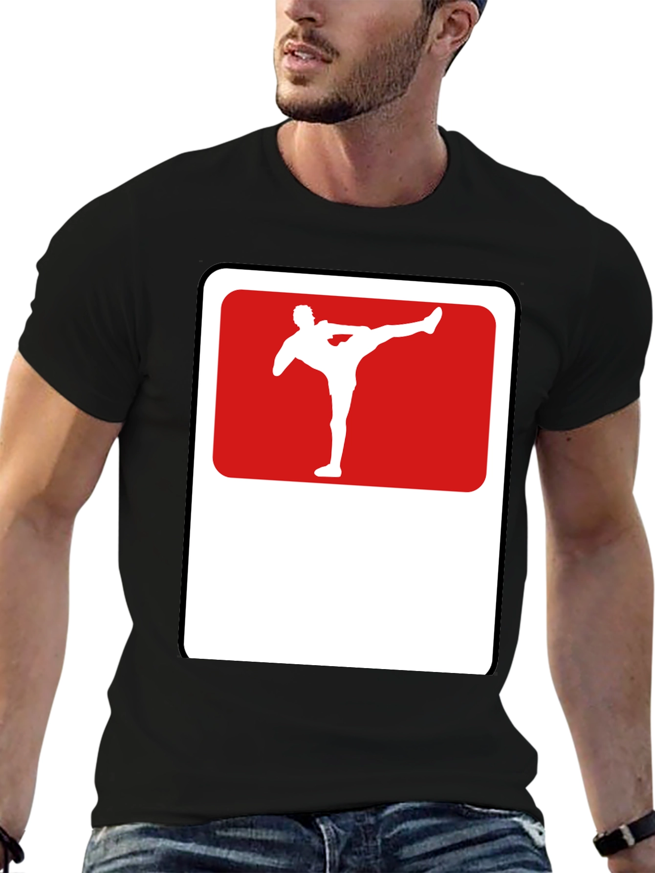 Martial Arts Kick Graphic Tee - Black