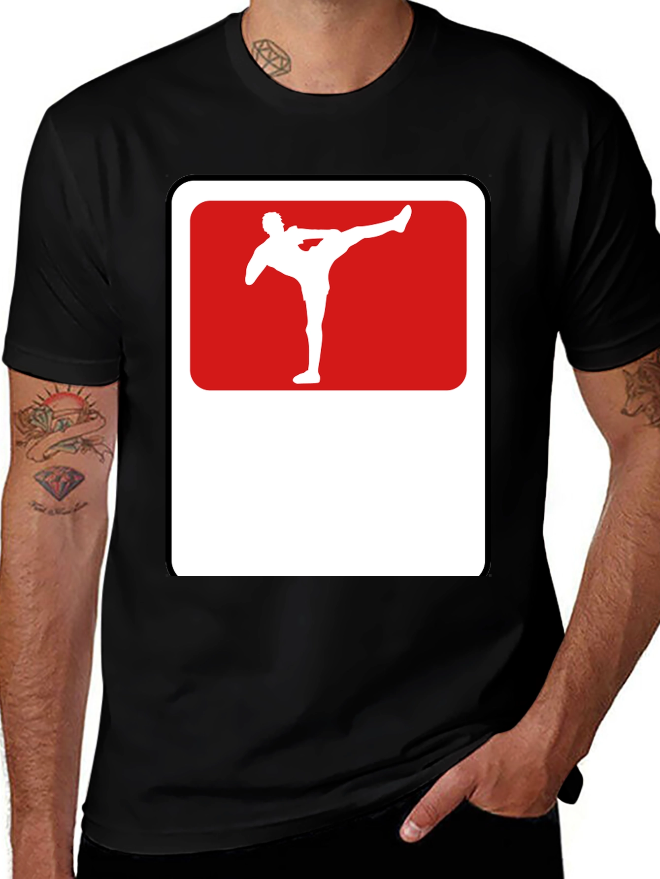 Martial Arts Kick Graphic Tee - Black