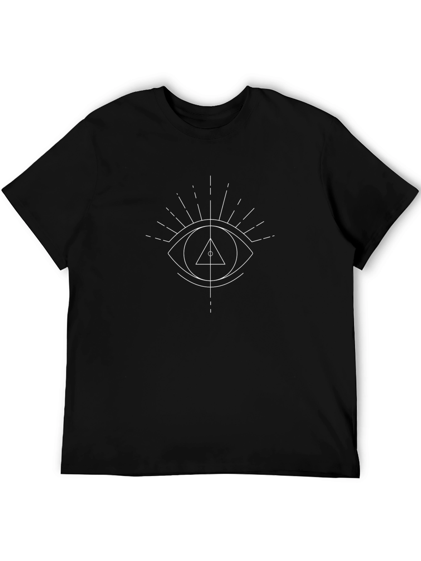 Mens Black T-Shirt with Geometric Eye Design