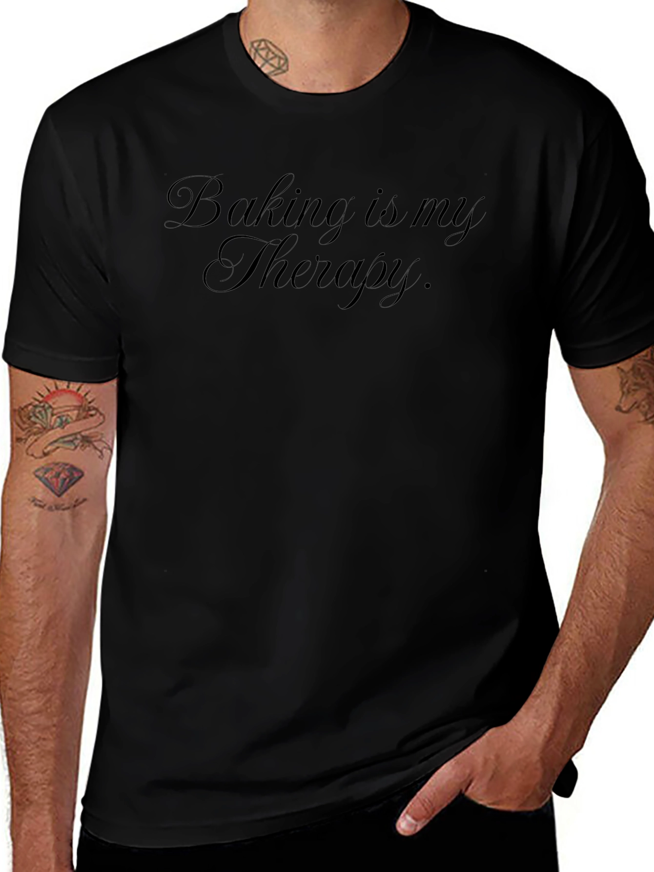 Baking Is My Therapy Black Graphic Tee