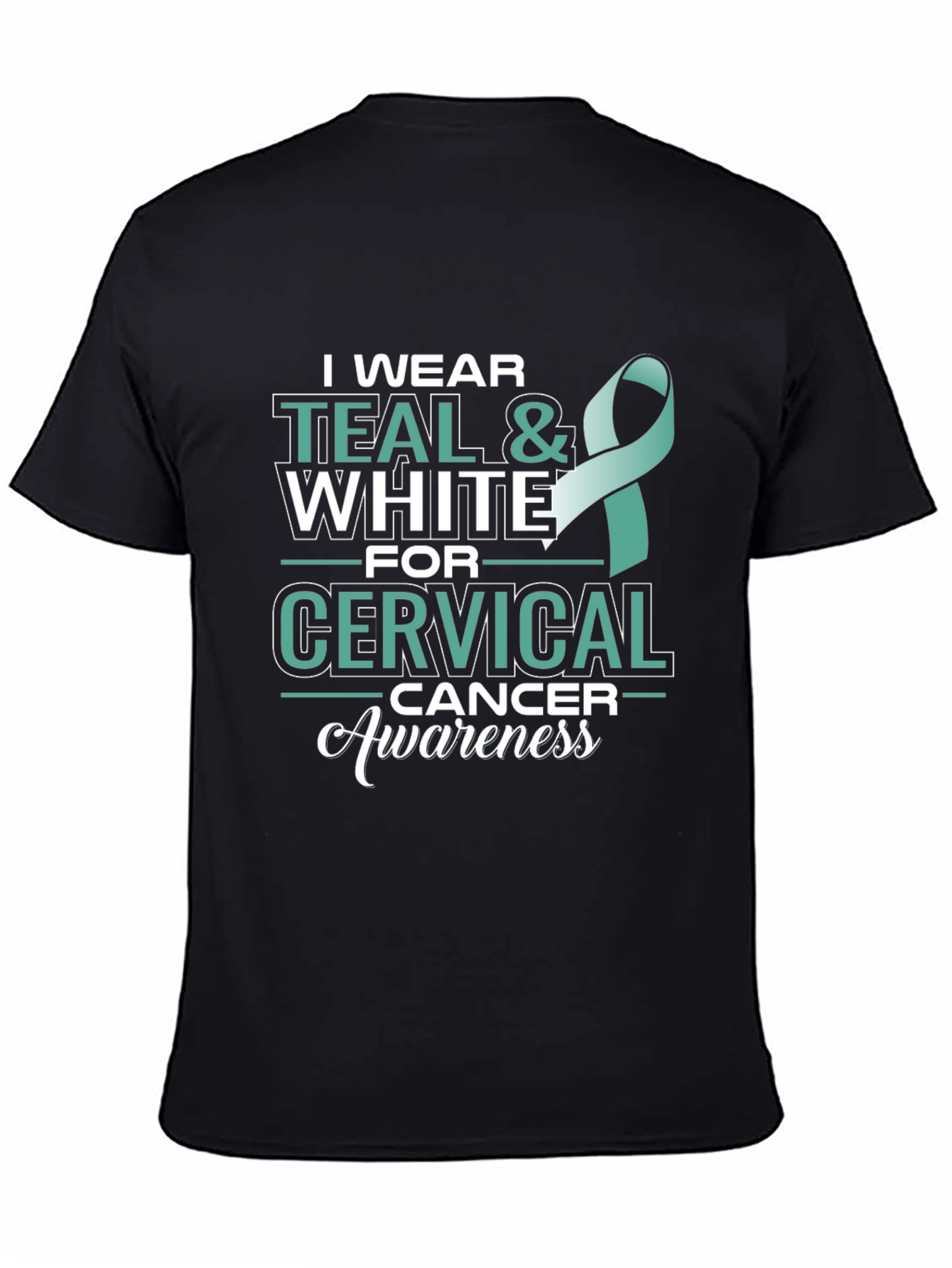Teal & White Cervical Cancer Awareness T-Shirt