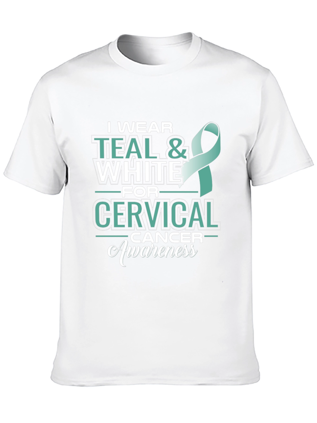Teal & White Cervical Cancer Awareness T-Shirt