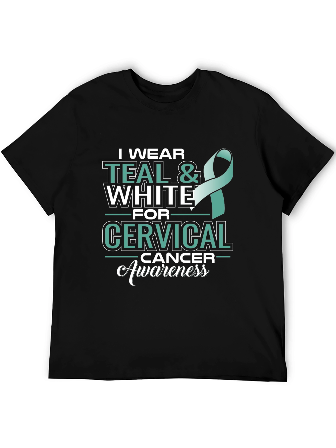 Teal & White Cervical Cancer Awareness T-Shirt