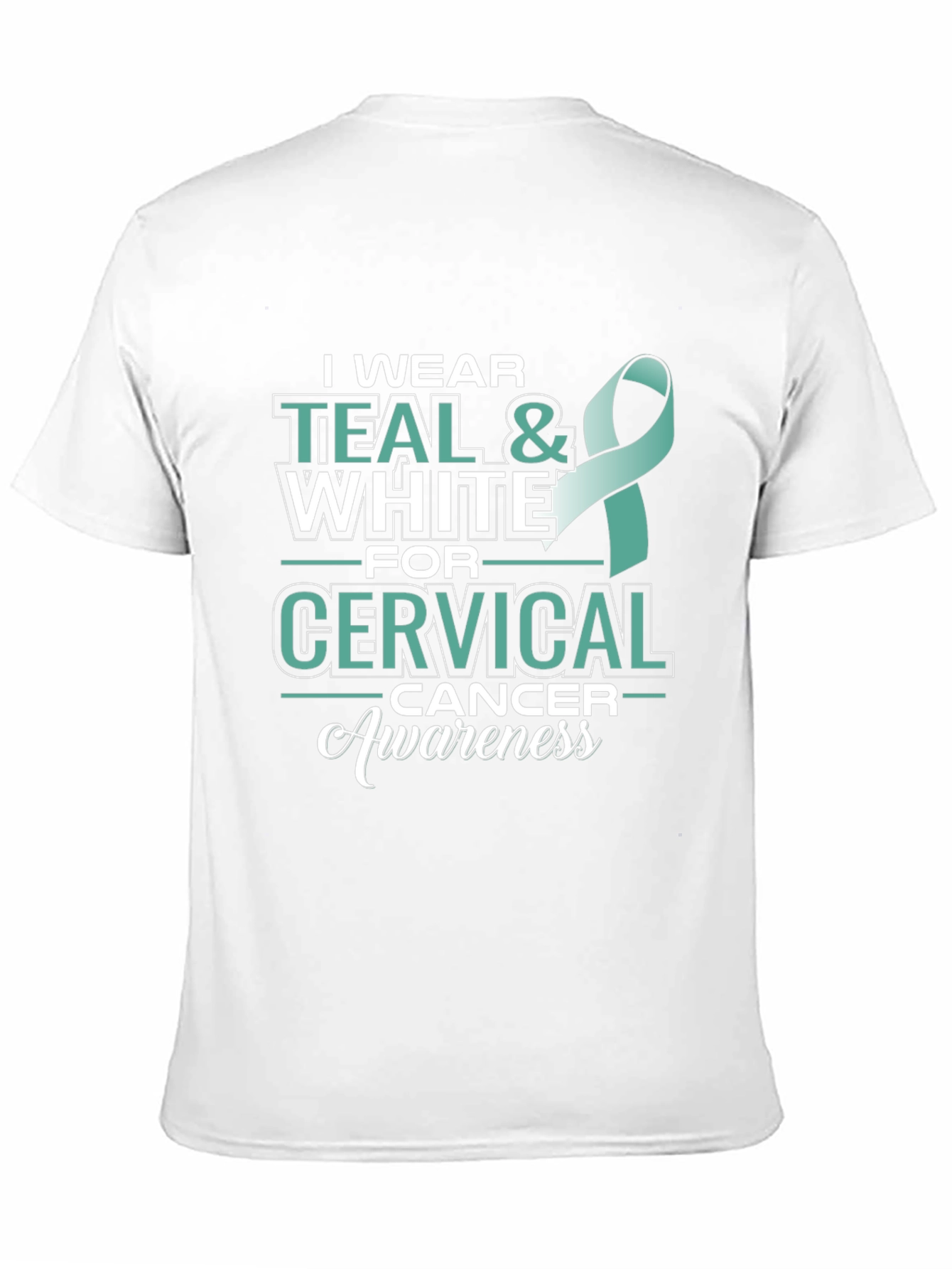 Teal & White Cervical Cancer Awareness T-Shirt