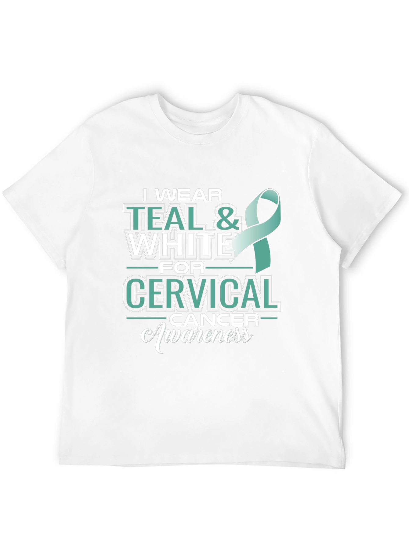 Teal & White Cervical Cancer Awareness T-Shirt