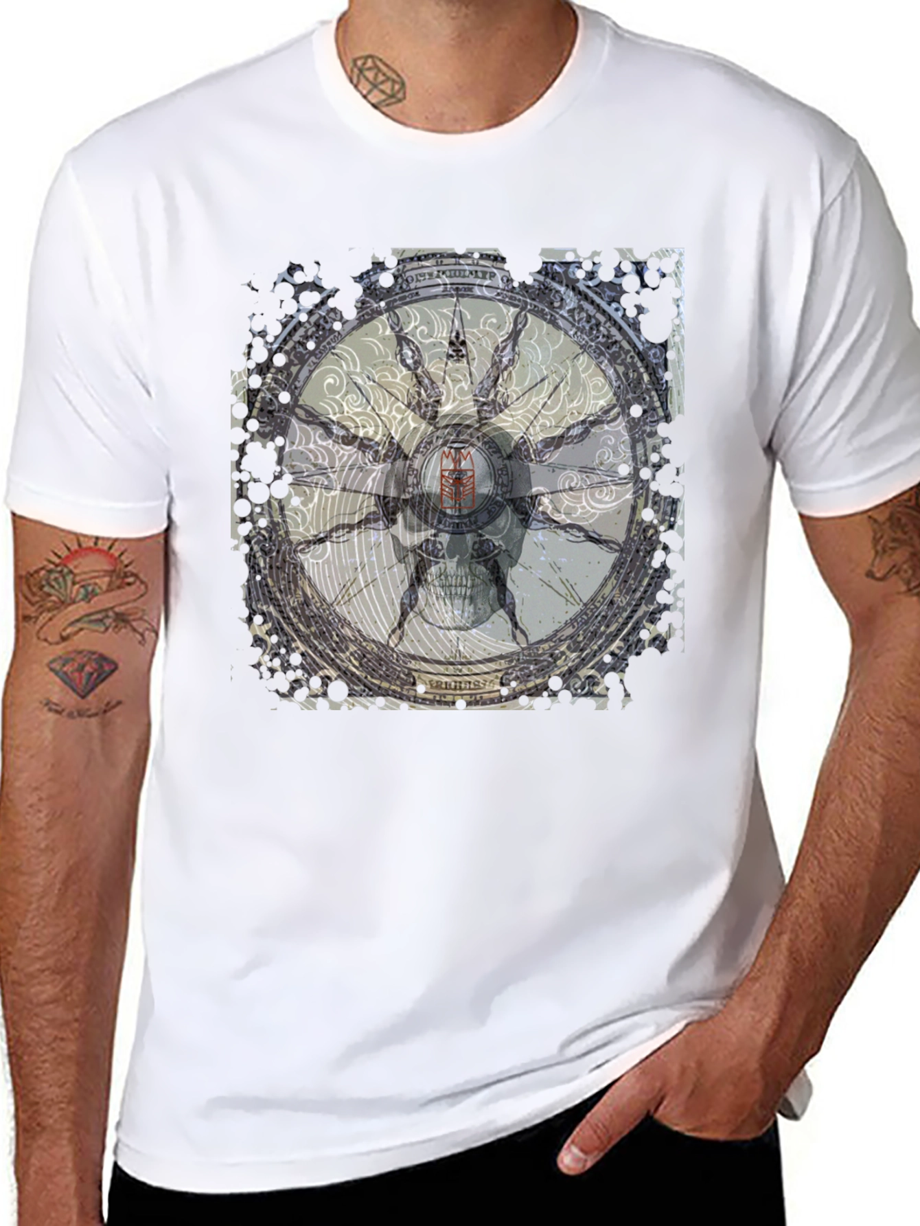 Skull Compass Black T-Shirt - Unique Graphic Tee