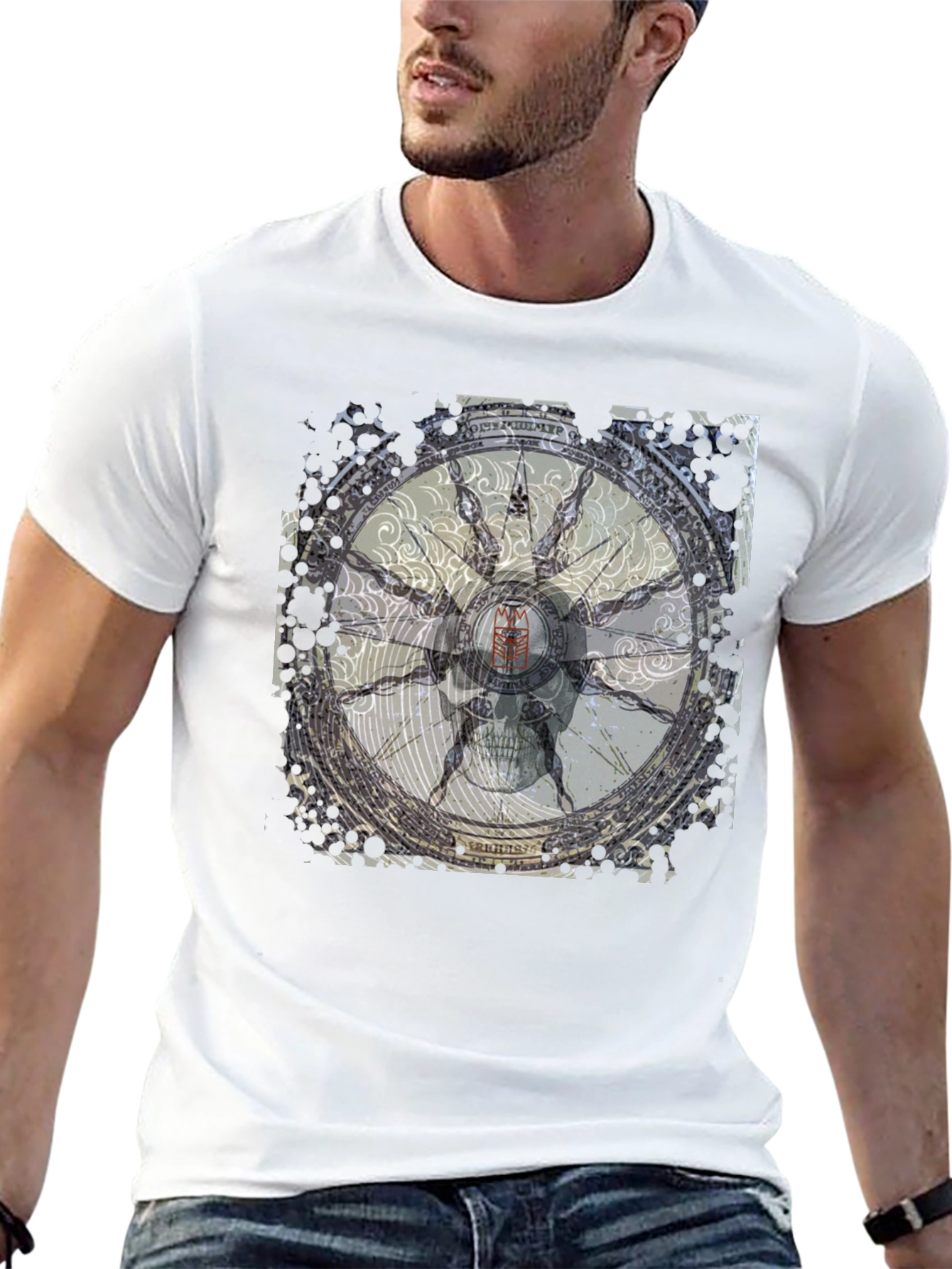 Skull Compass Black T-Shirt - Unique Graphic Tee