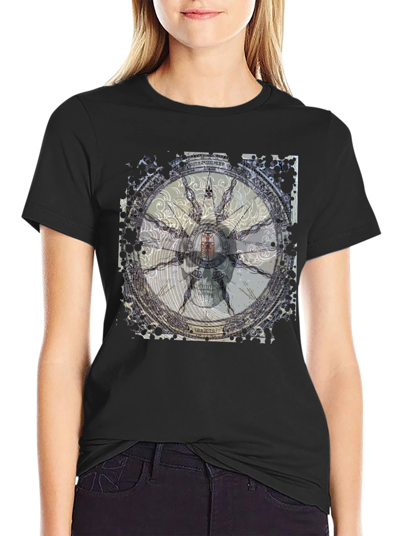 Skull Compass Black T-Shirt - Unique Graphic Tee