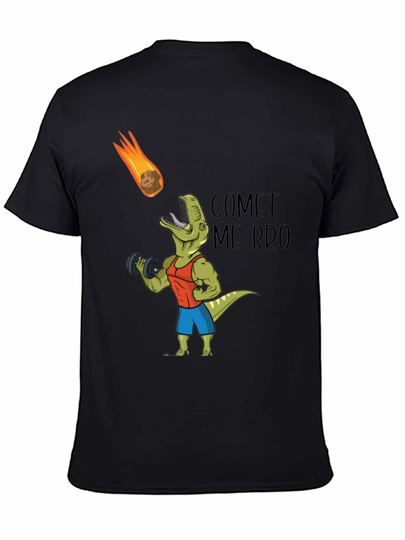 Comet Me Bro T-Shirt: Dino Workout Black Tee