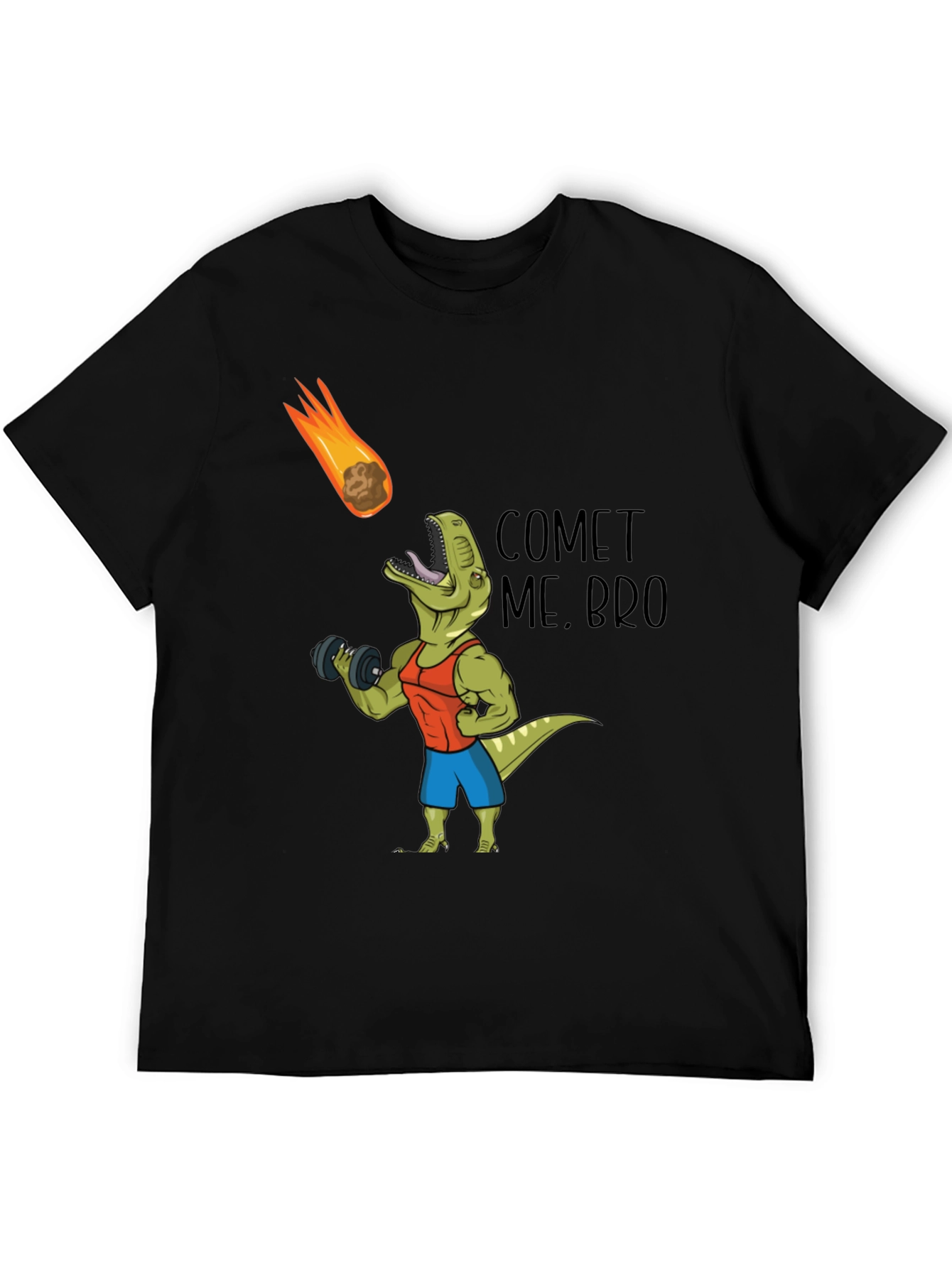 Comet Me Bro T-Shirt: Dino Workout Black Tee