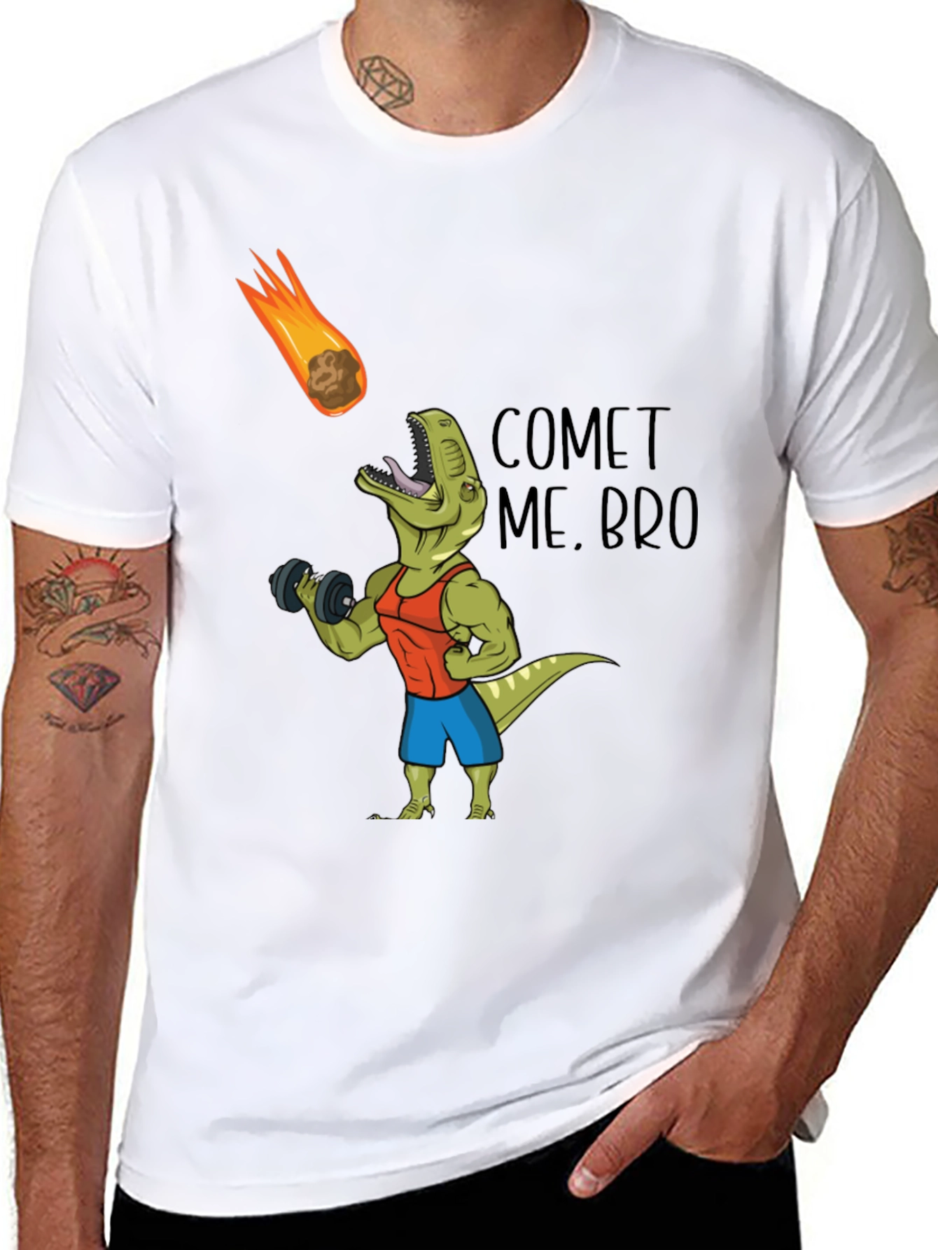 Comet Me Bro T-Shirt: Dino Workout Black Tee