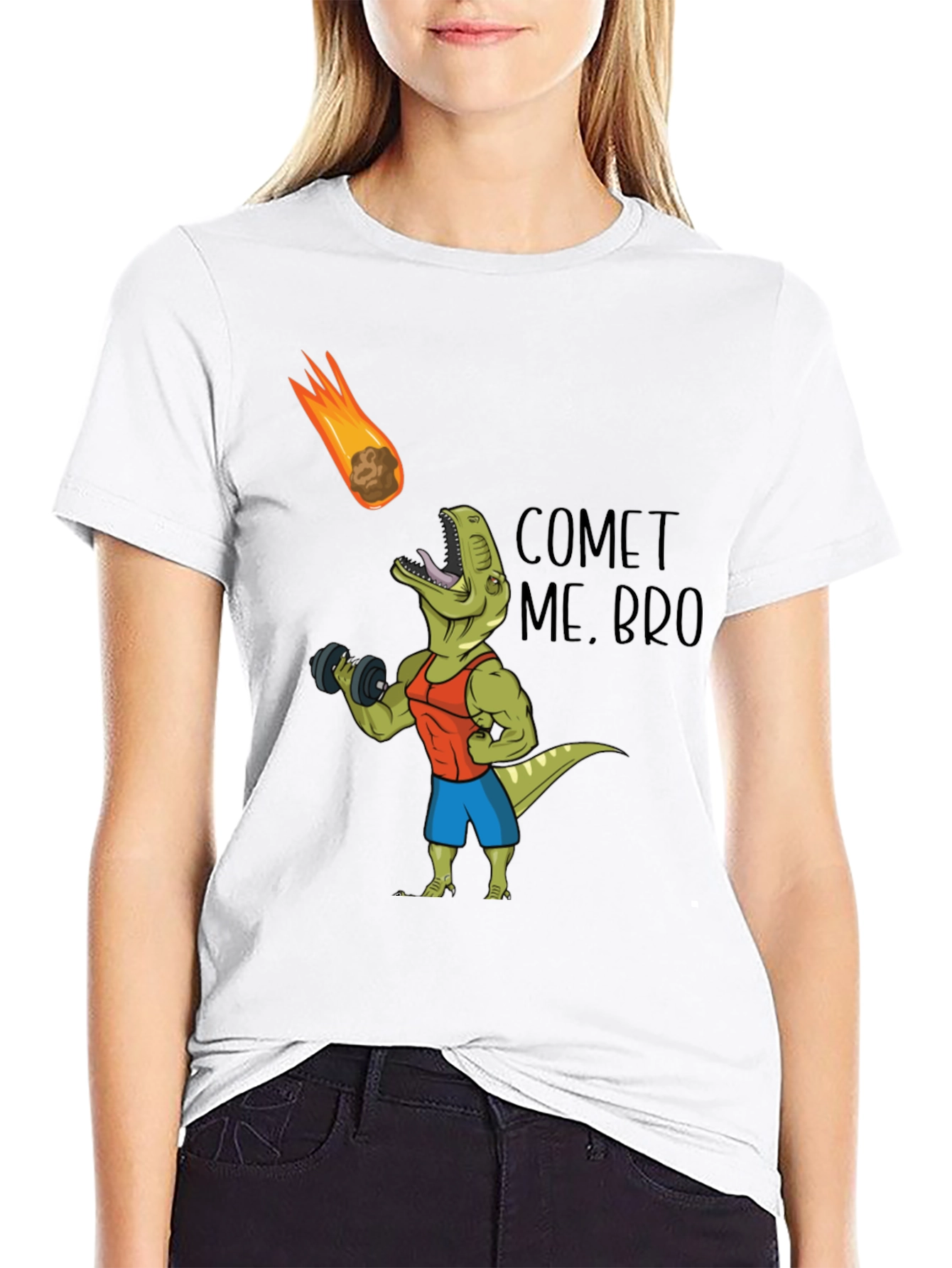 Comet Me Bro T-Shirt: Dino Workout Black Tee