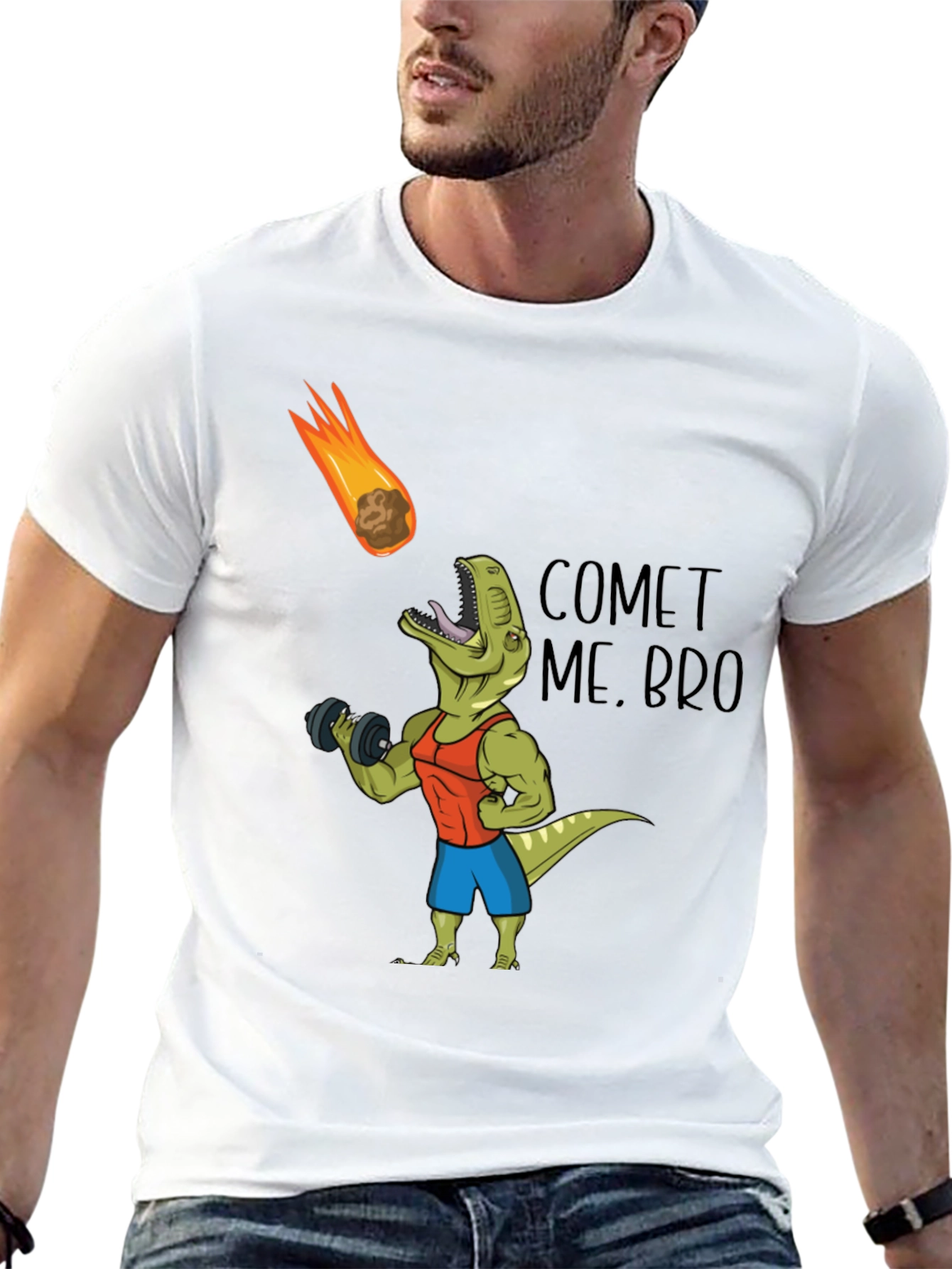 Comet Me Bro T-Shirt: Dino Workout Black Tee