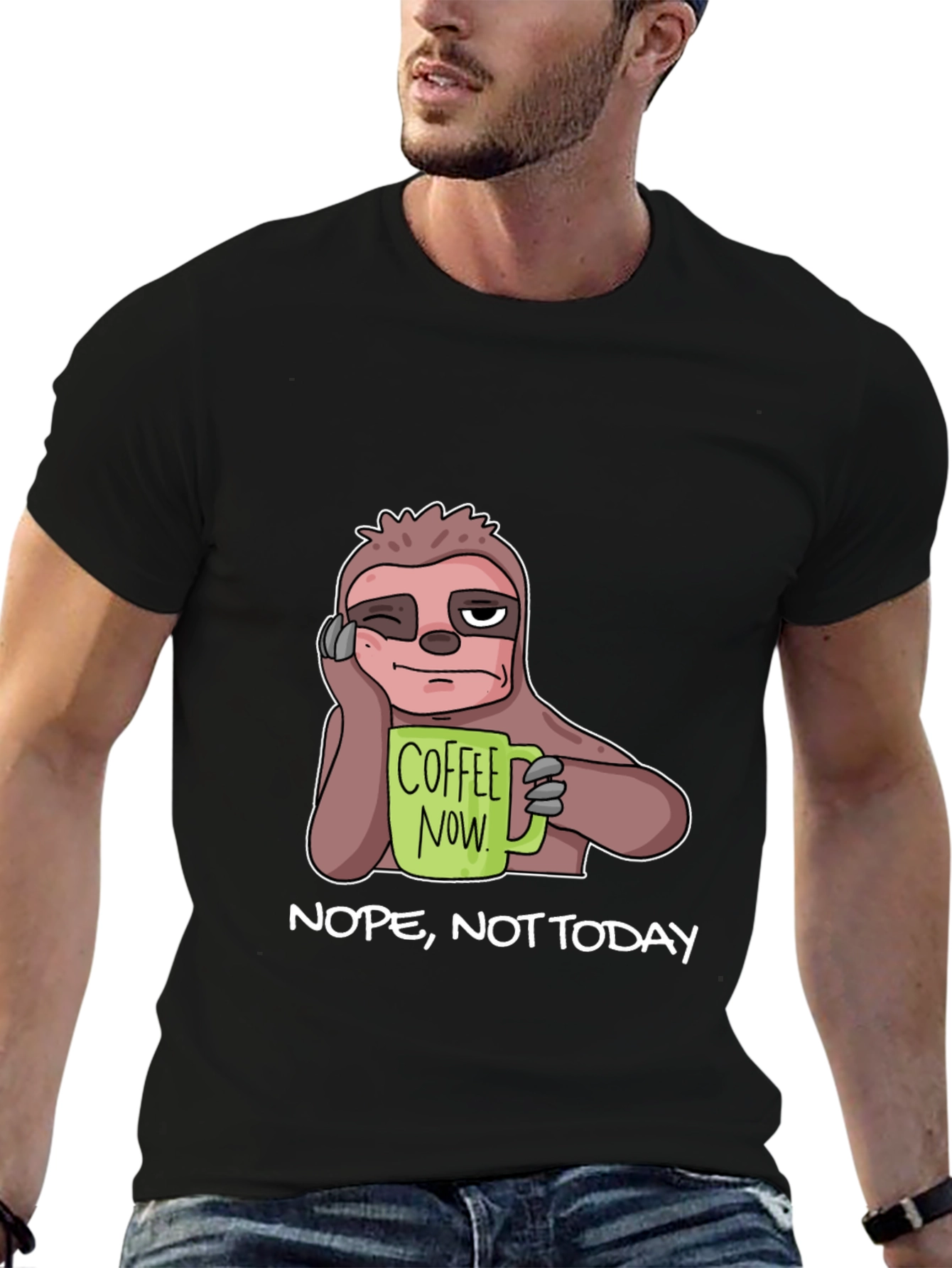 Coffee Now? Sloth Graphic T-Shirt