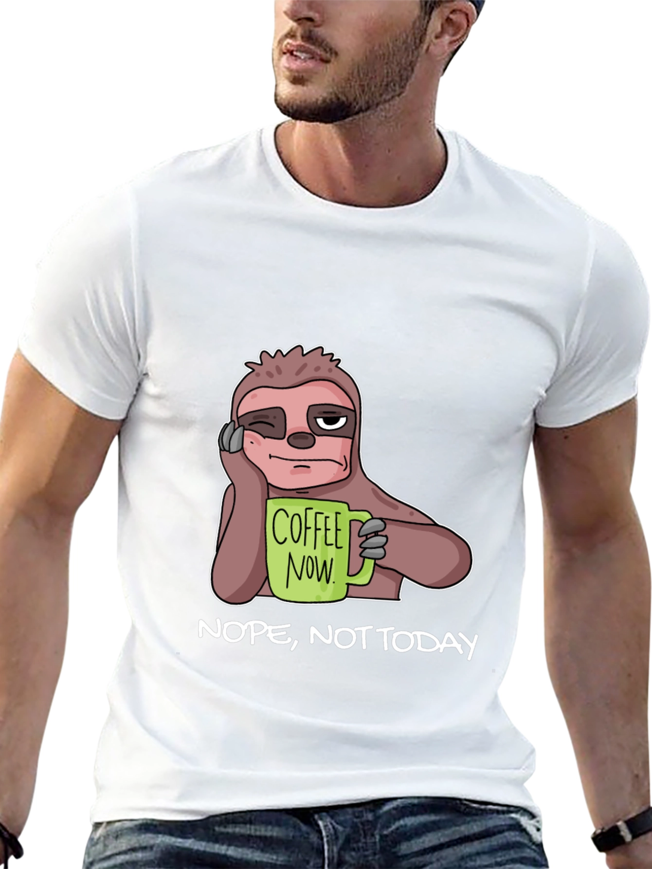 Coffee Now? Sloth Graphic T-Shirt