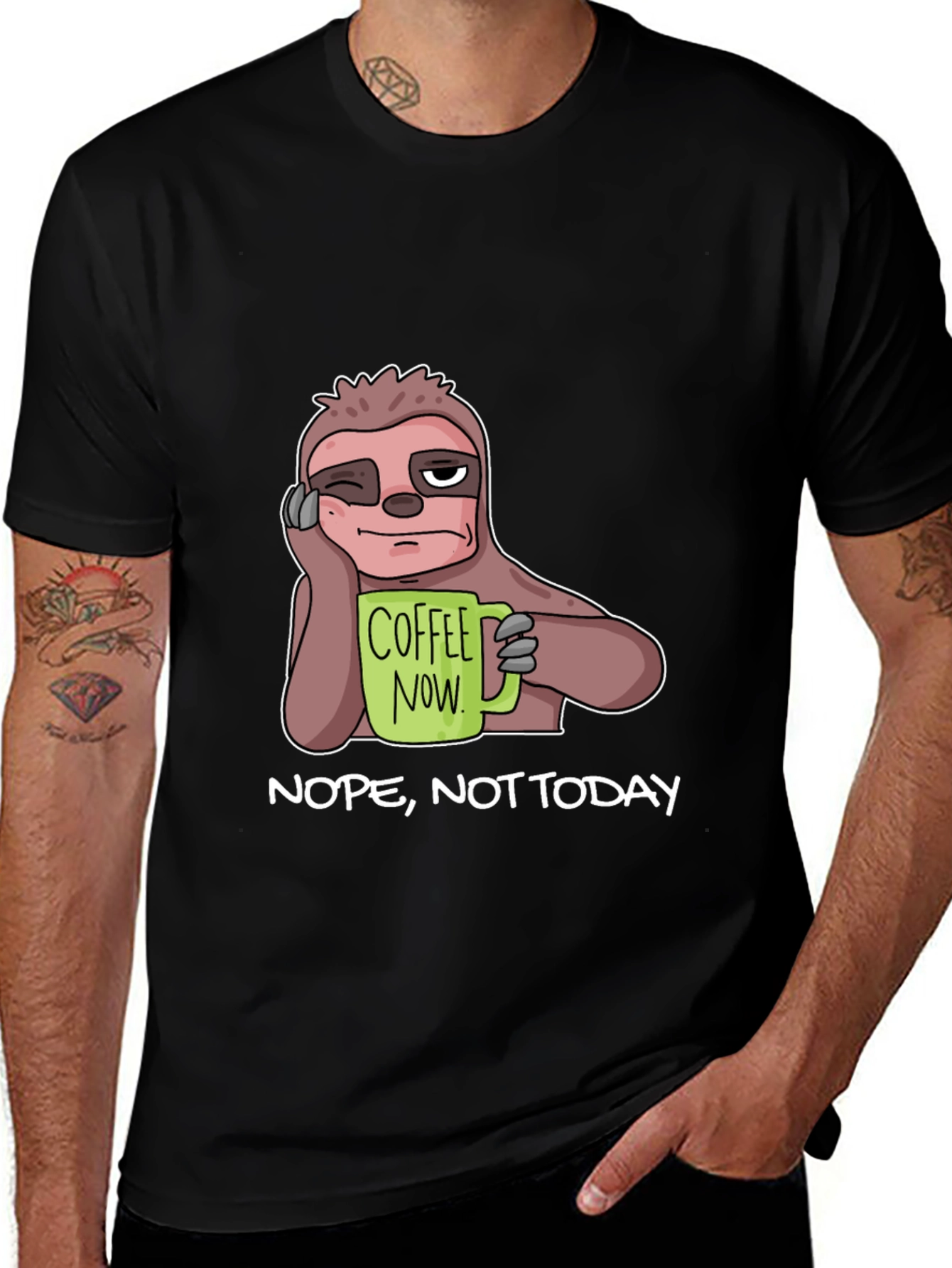 Coffee Now? Sloth Graphic T-Shirt