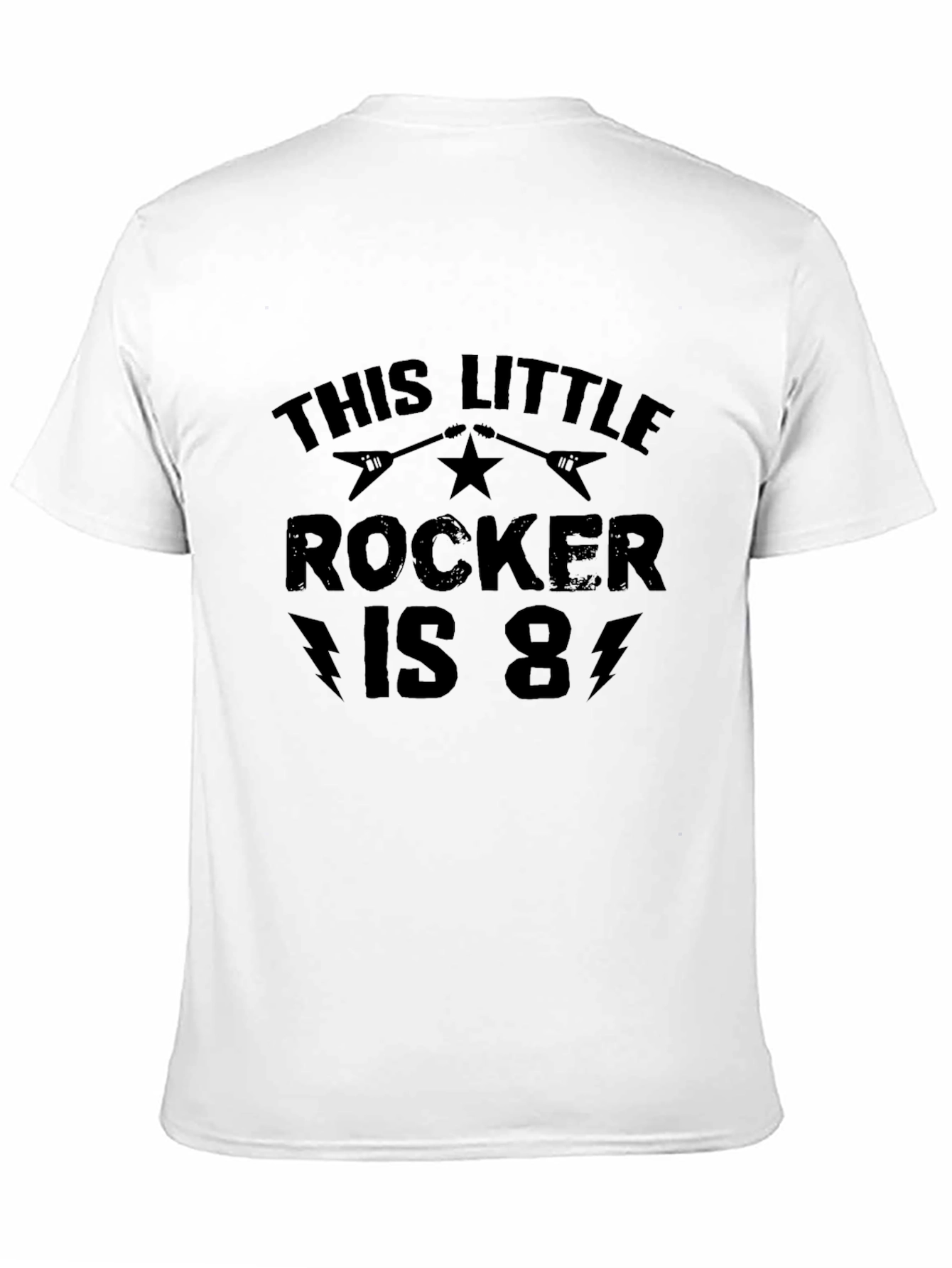 This Little Rocker is 8! Black T-Shirt