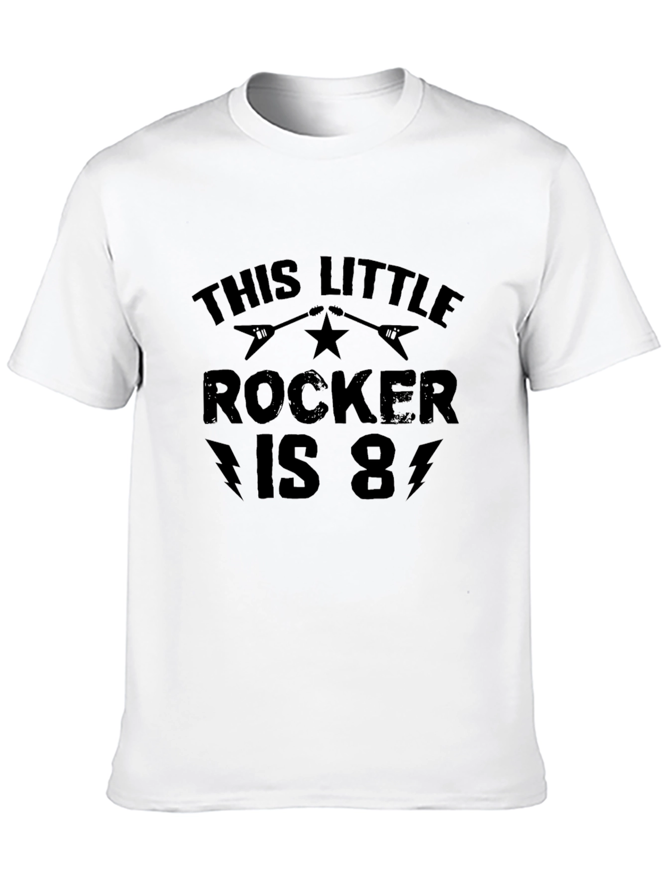 This Little Rocker is 8! Black T-Shirt