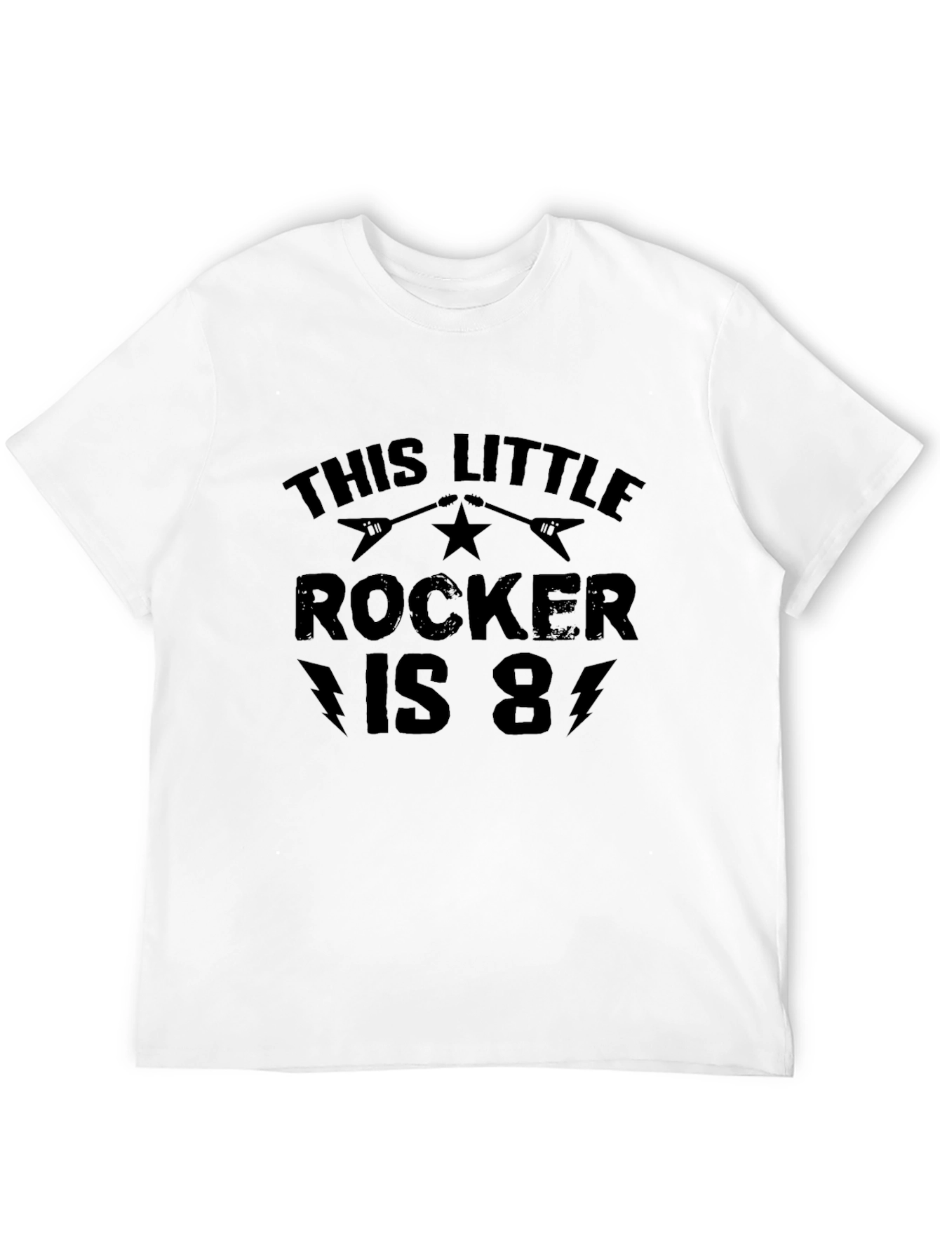 This Little Rocker is 8! Black T-Shirt