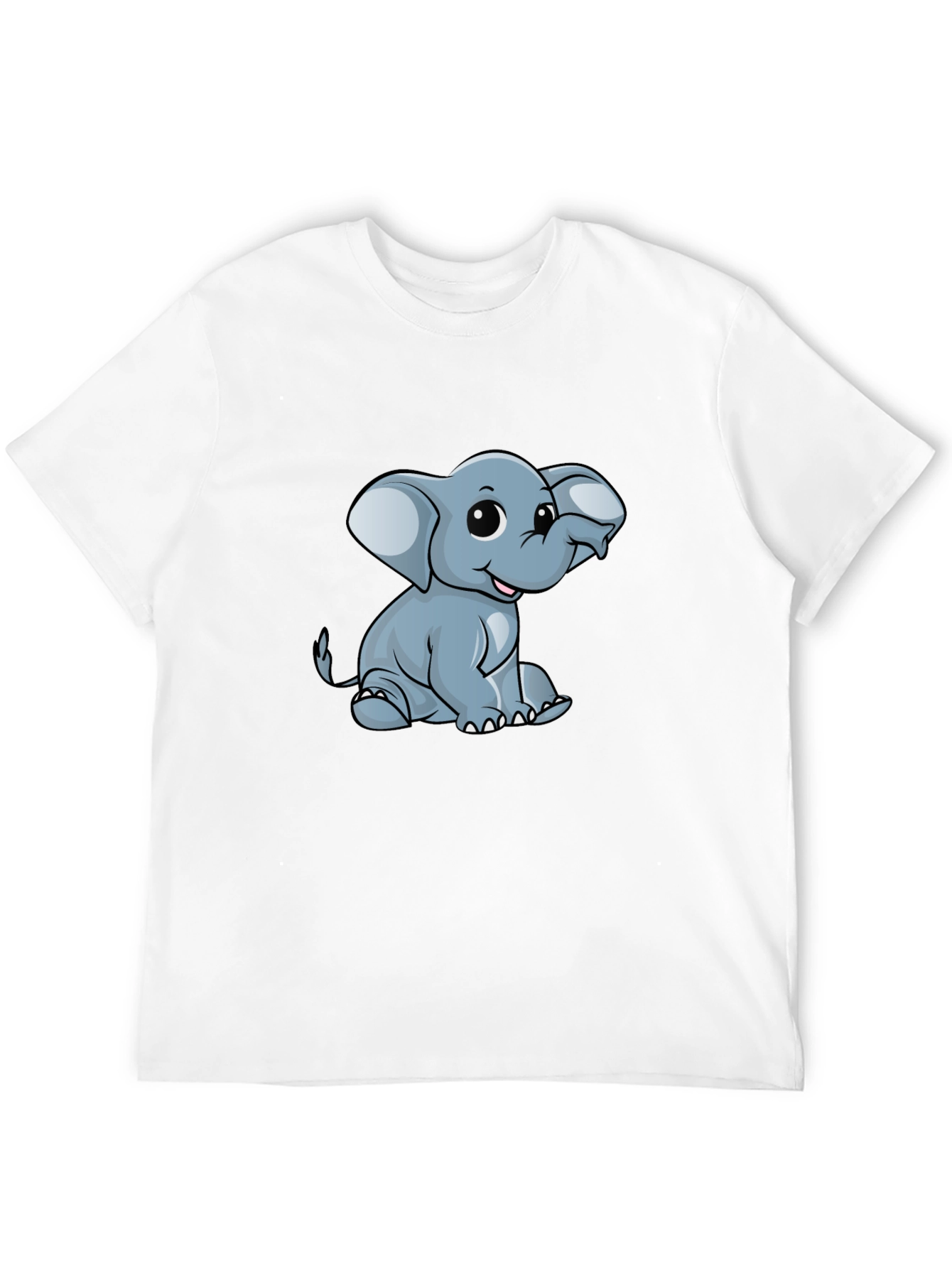 Cute Elephant Graphic Print Black T-Shirt