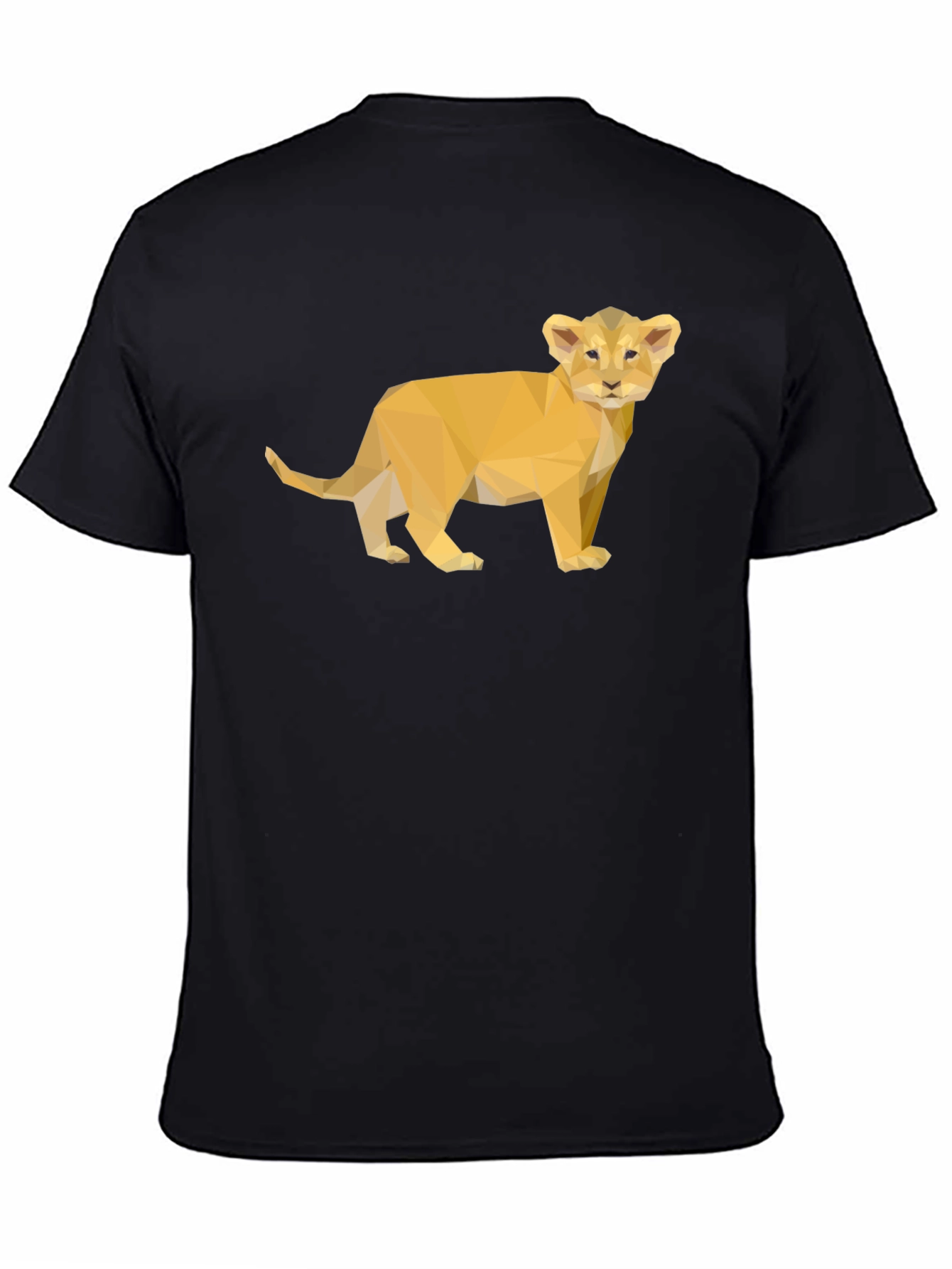 Geometric Lion Cub Graphic Tee - Black Unisex T-Shirt