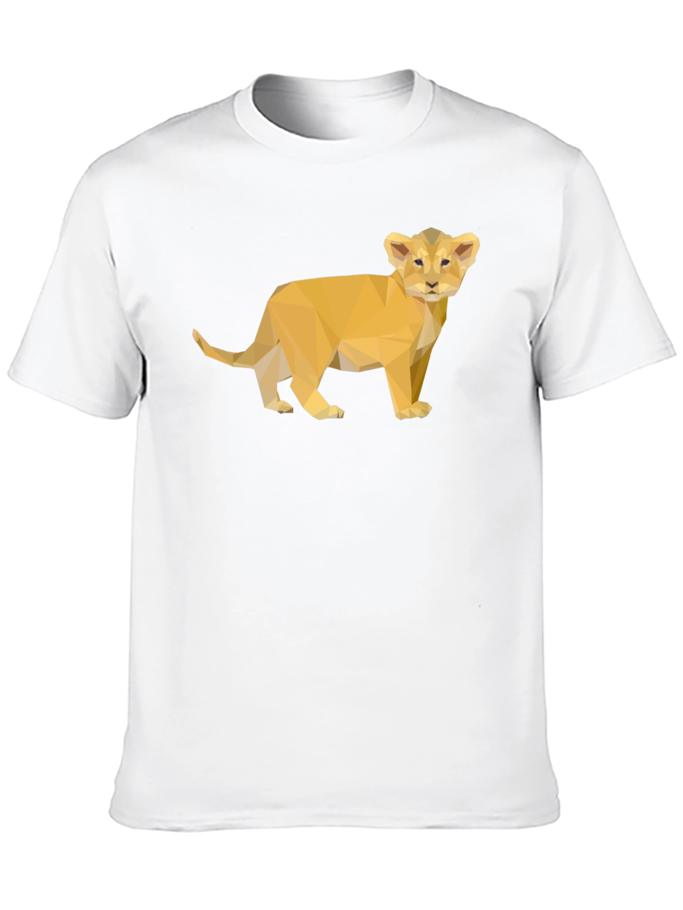 Geometric Lion Cub Graphic Tee - Black Unisex T-Shirt