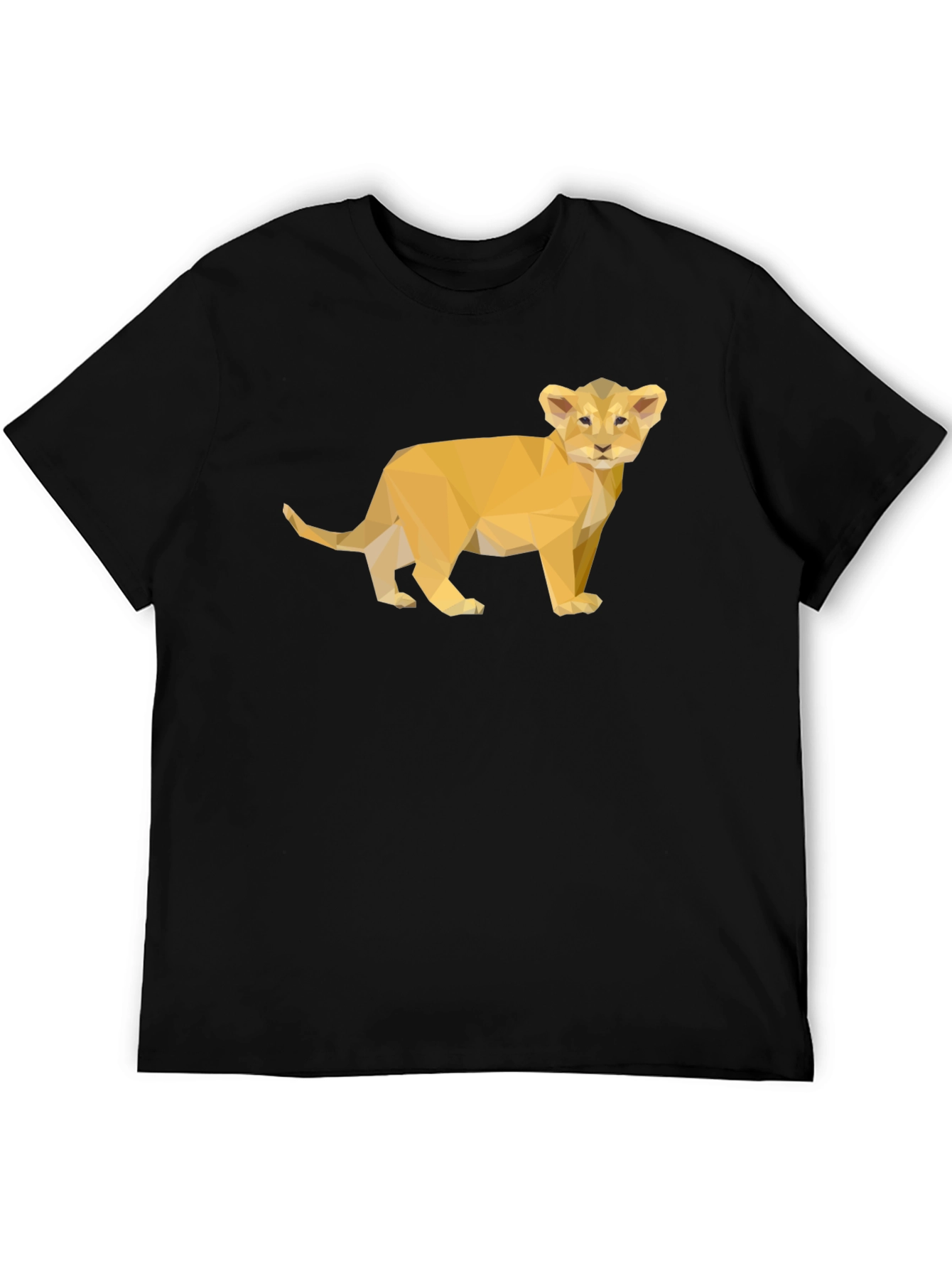 Geometric Lion Cub Graphic Tee - Black Unisex T-Shirt