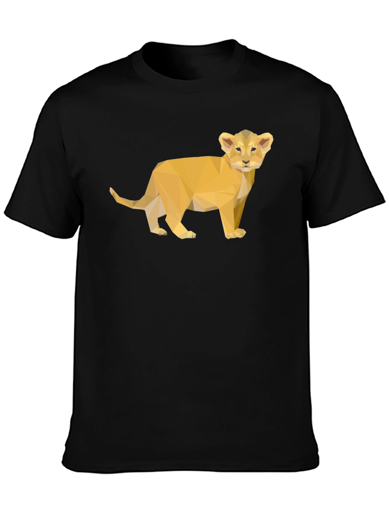 Geometric Lion Cub Graphic Tee - Black Unisex T-Shirt