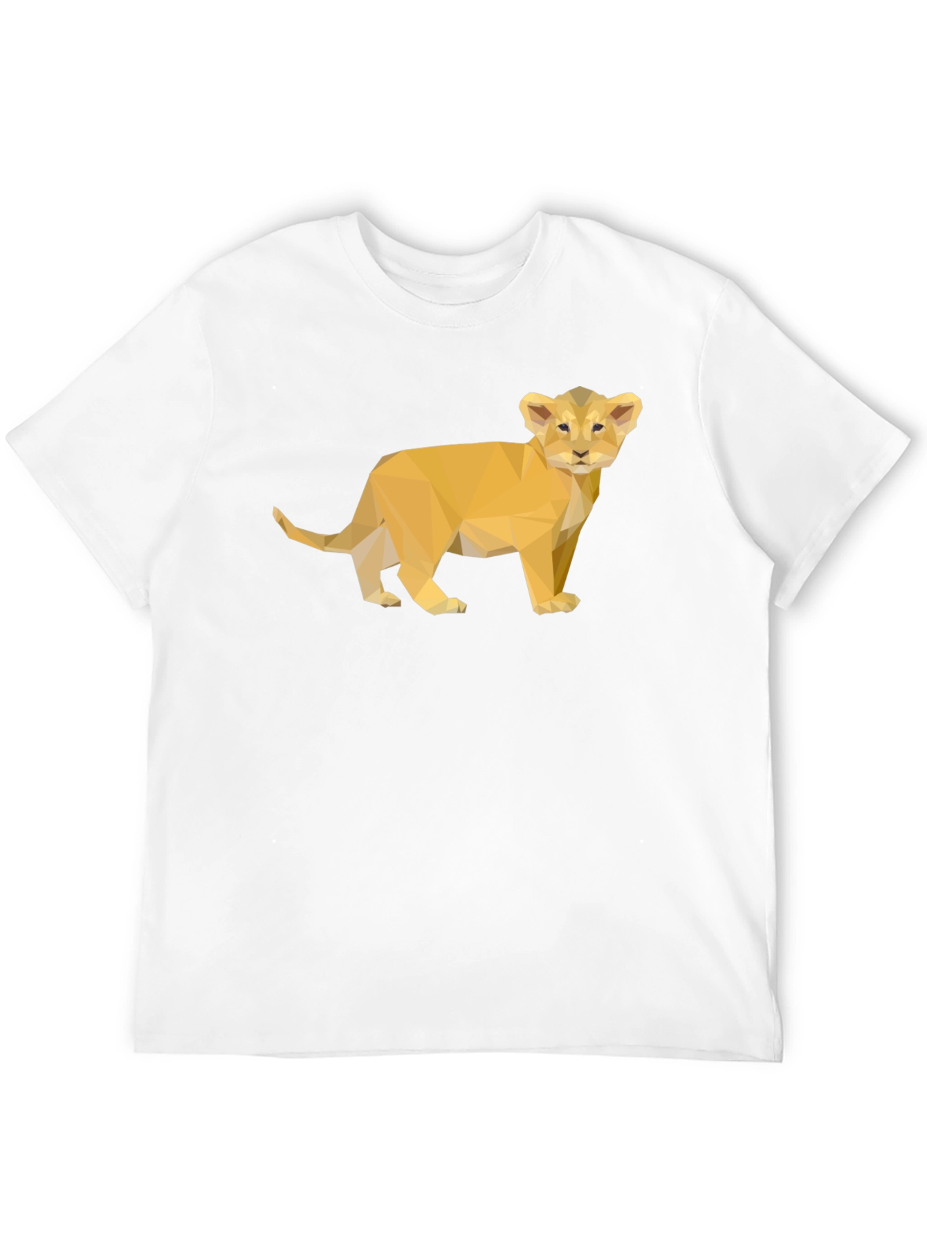 Geometric Lion Cub Graphic Tee - Black Unisex T-Shirt
