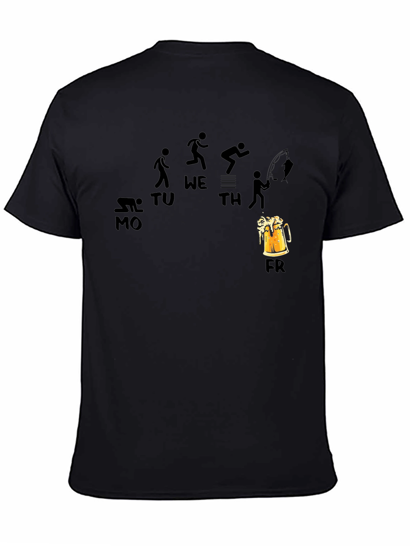 Funny Weekday Progression Black T-Shirt