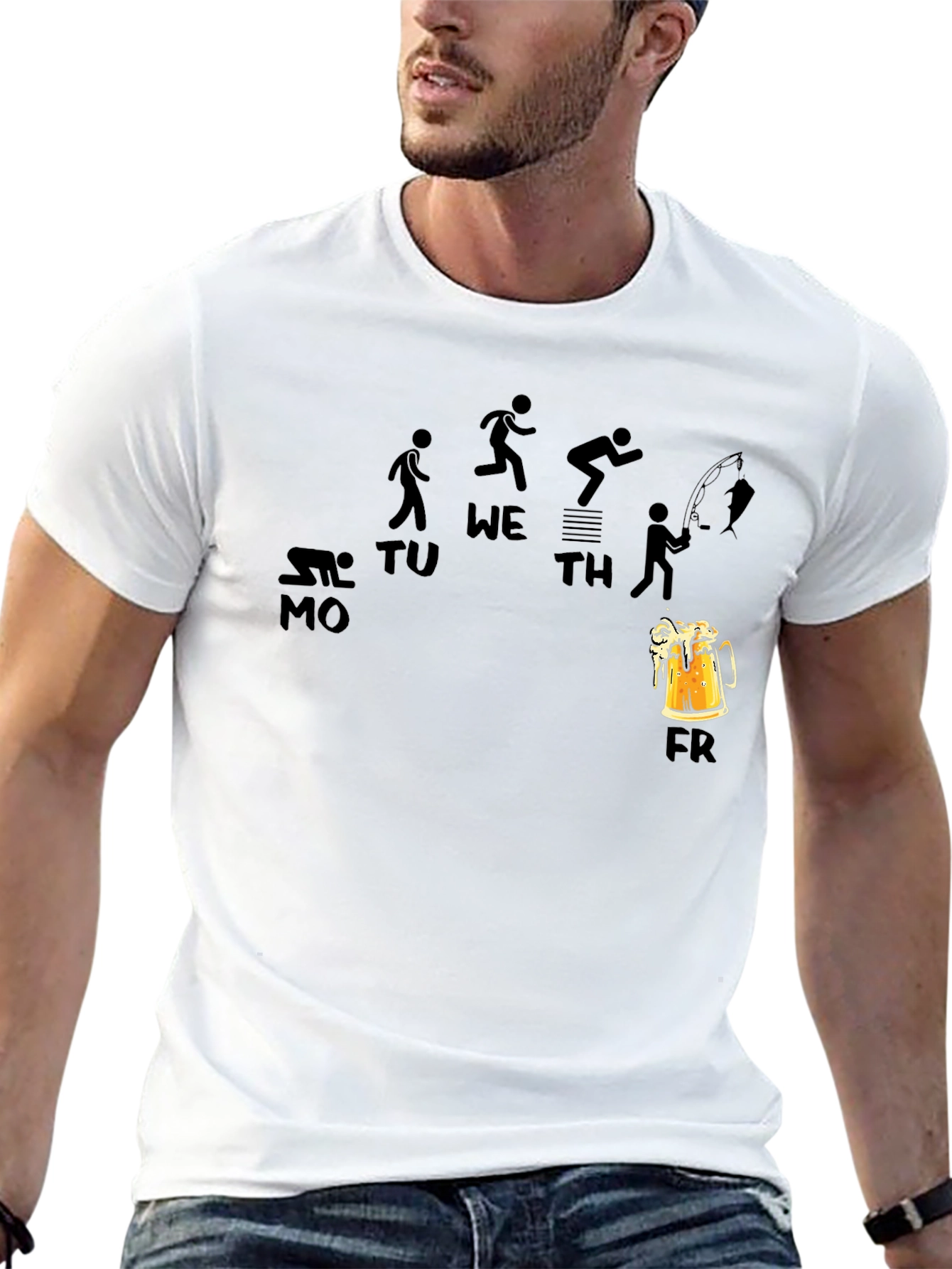 Funny Weekday Progression Black T-Shirt