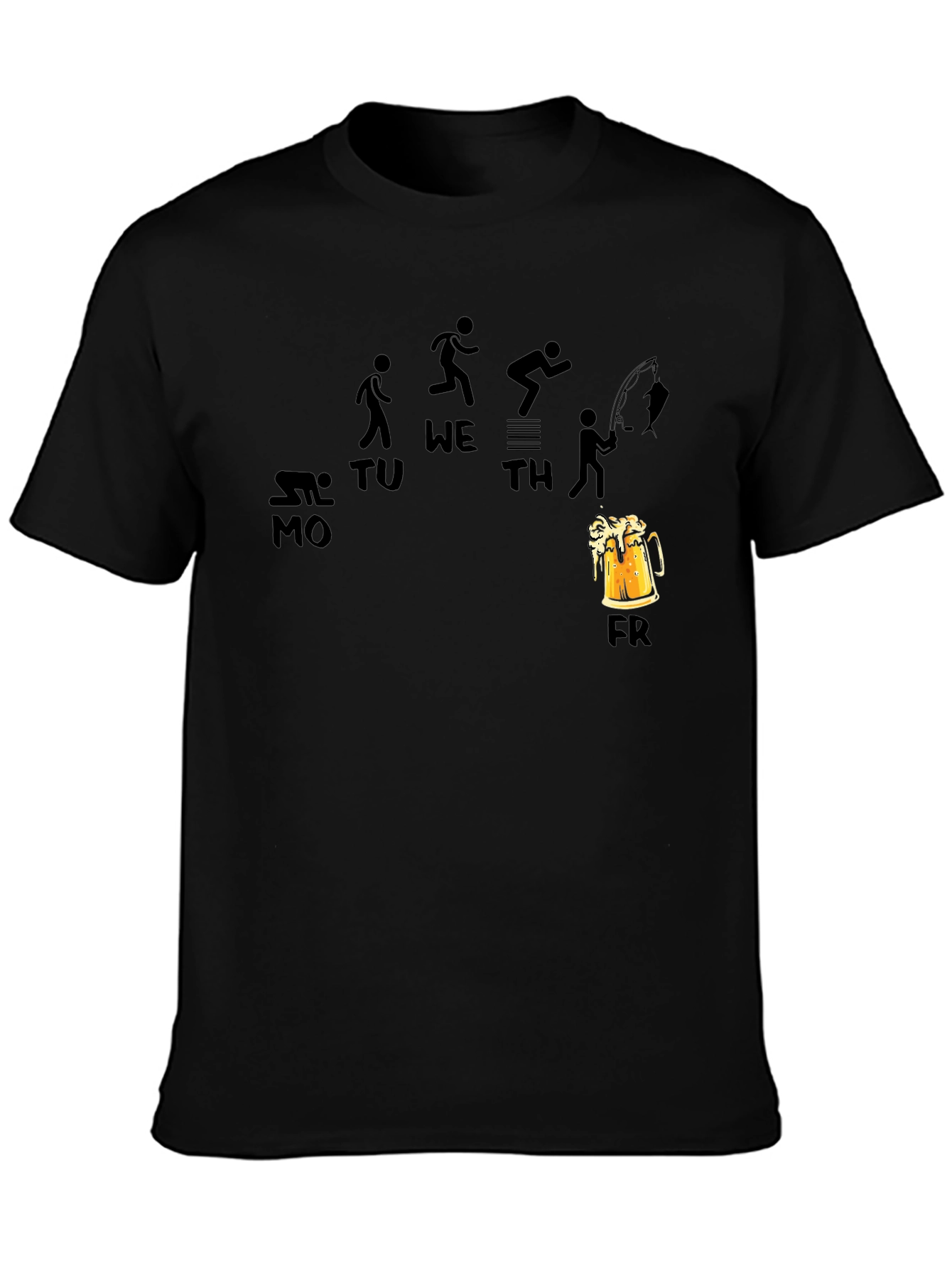 Funny Weekday Progression Black T-Shirt