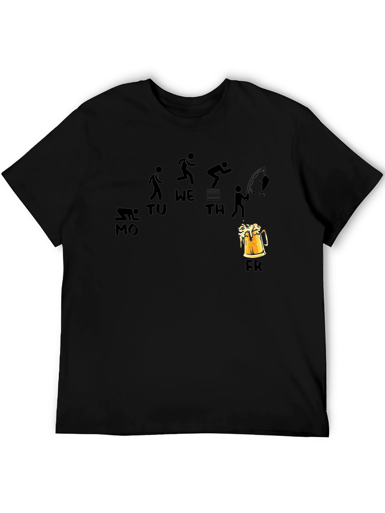 Funny Weekday Progression Black T-Shirt