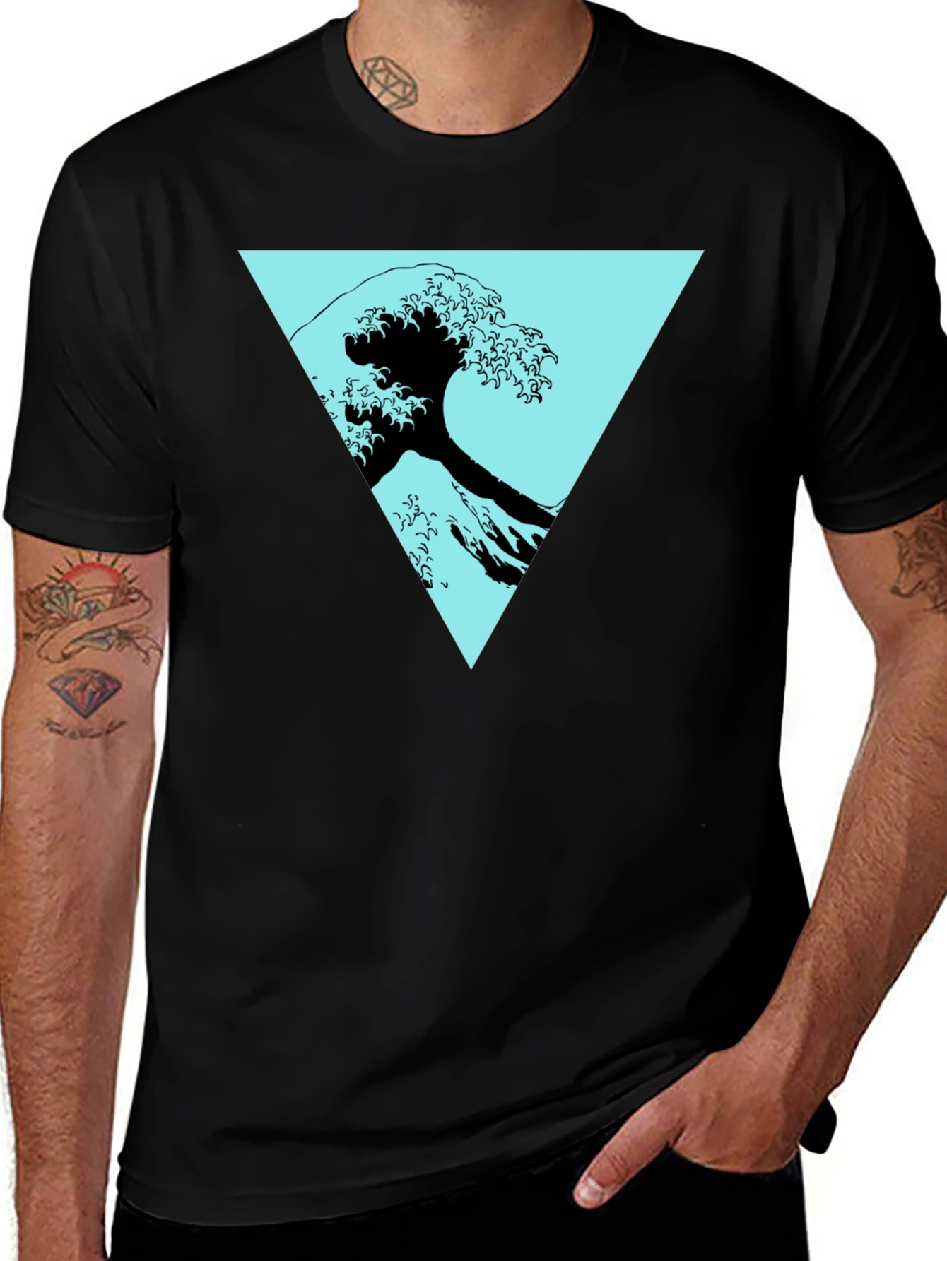 Wave Triangle Graphic Tee - Modern Print