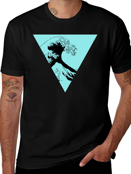 Wave Triangle Graphic Tee - Modern Print