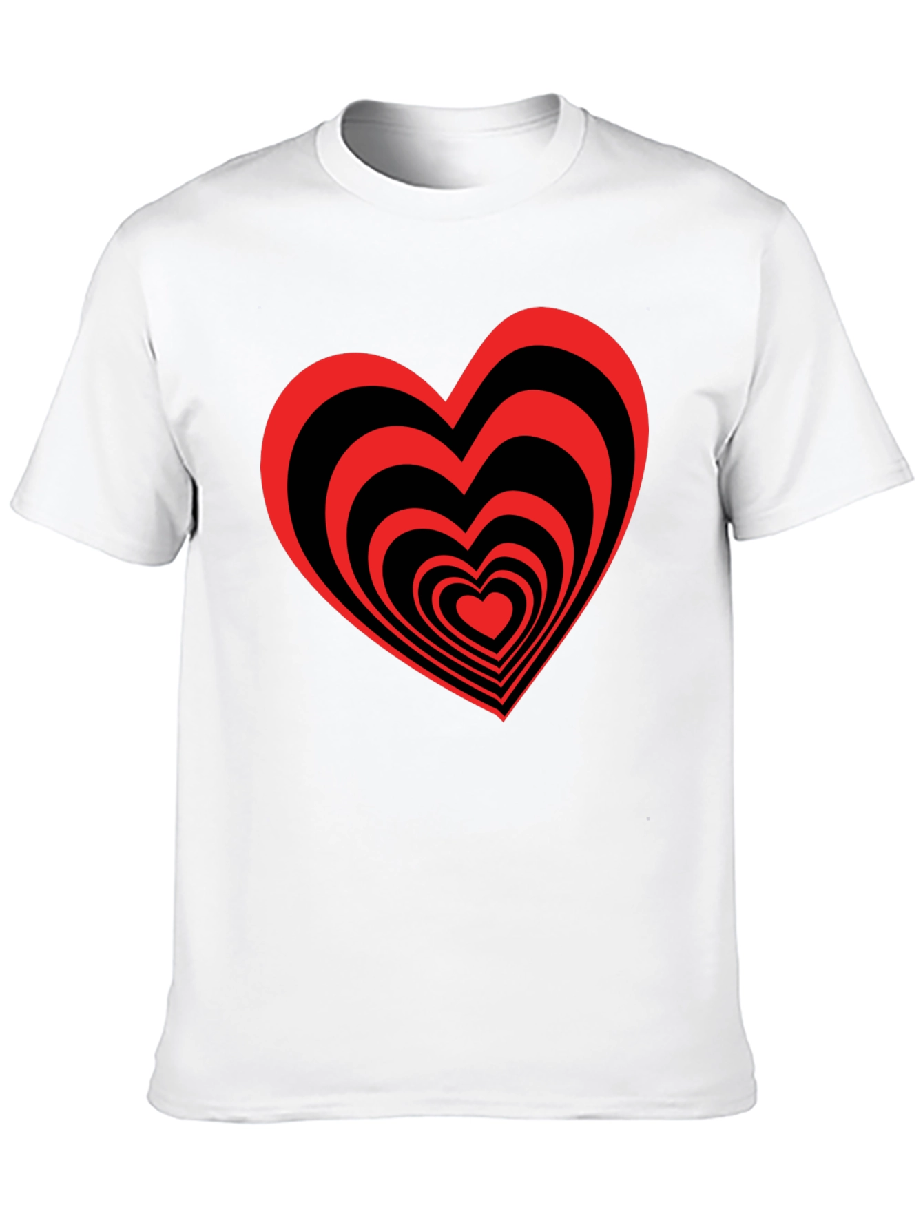Black T-Shirt with Red Heart Optical Illusion Design