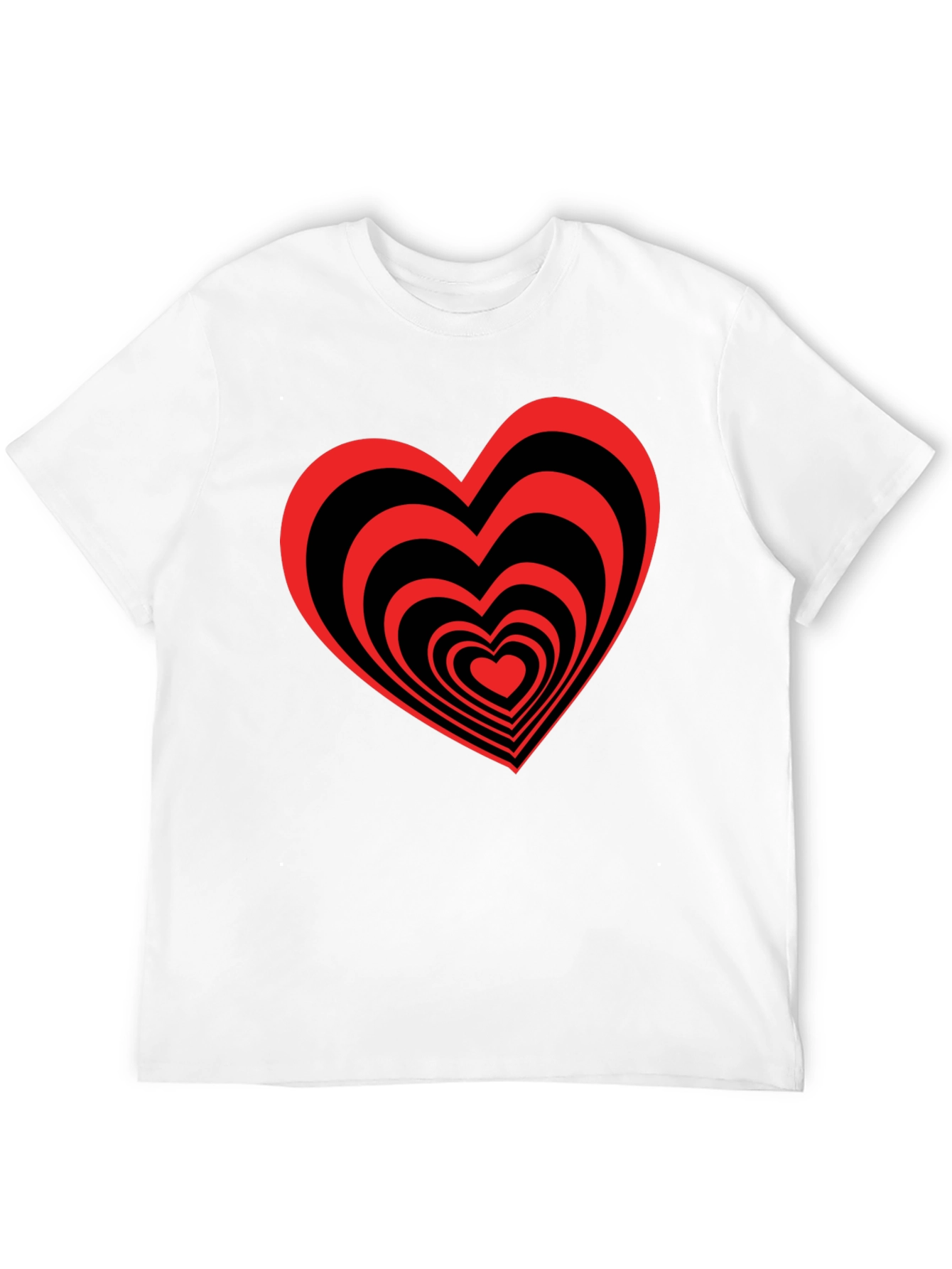 Black T-Shirt with Red Heart Optical Illusion Design