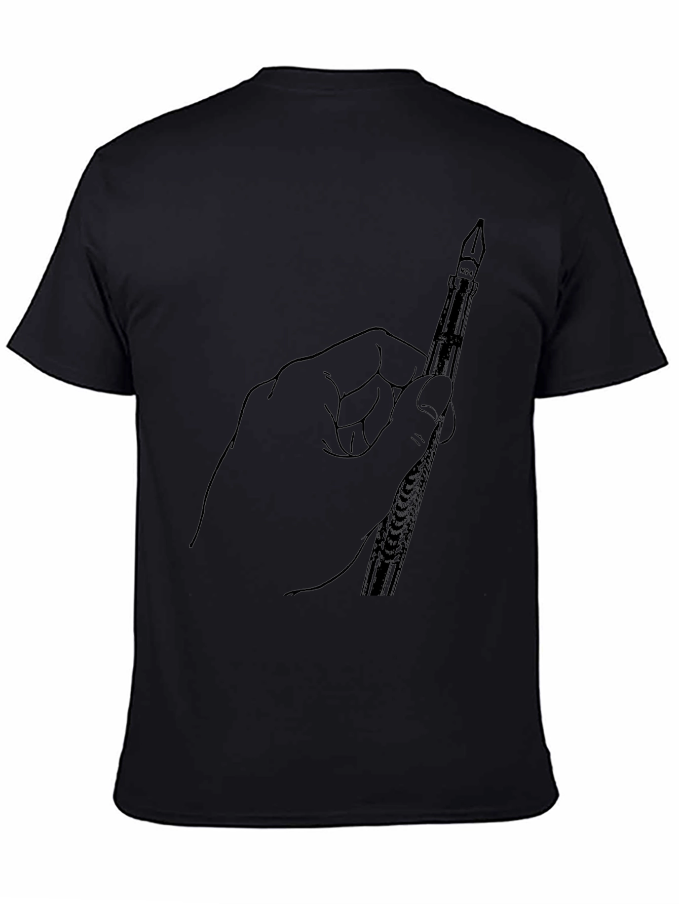 Hand Holding Pen Graphic Tee - Black