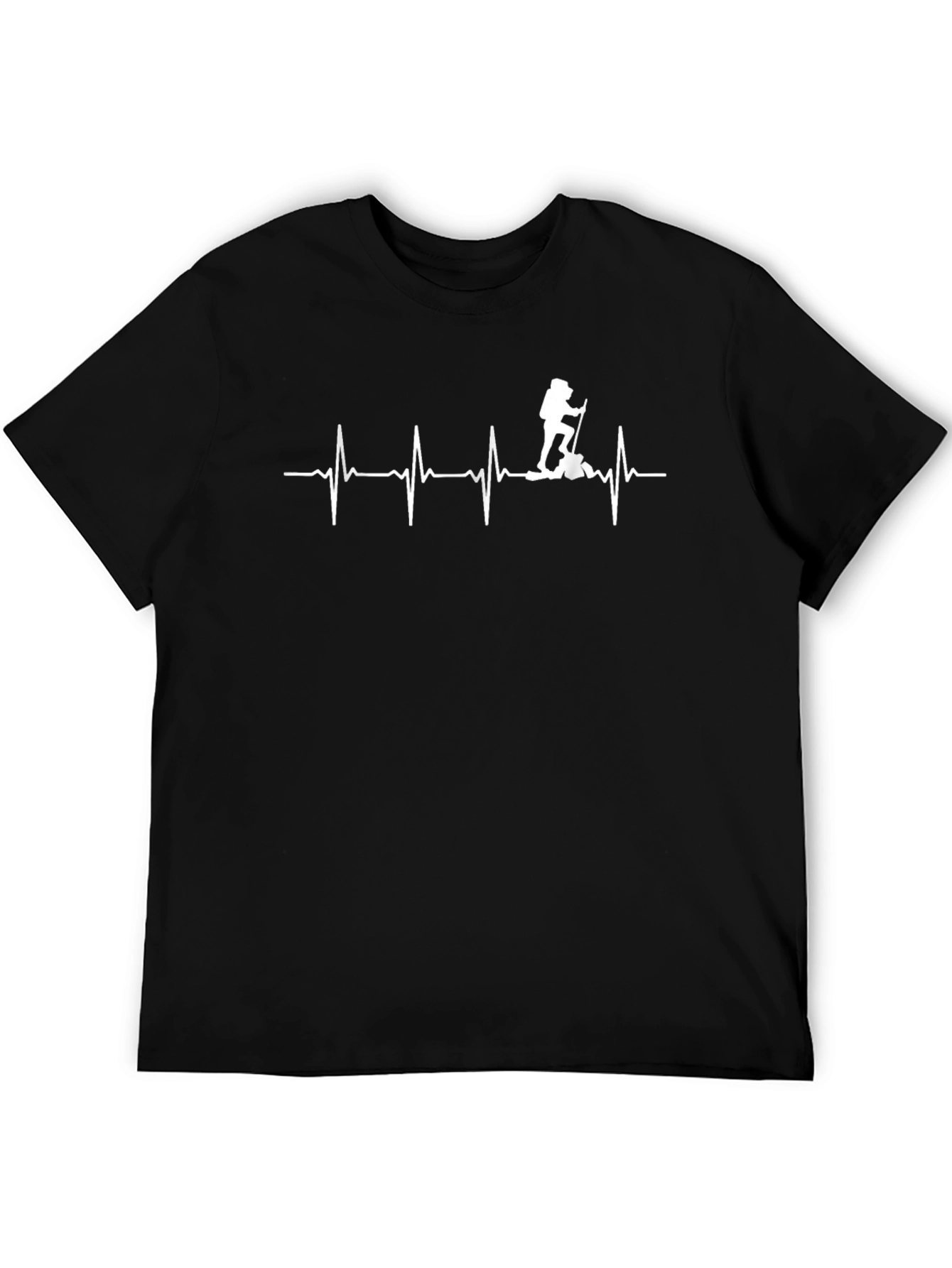 Hiking Heartbeat Graphic T-Shirt - Black