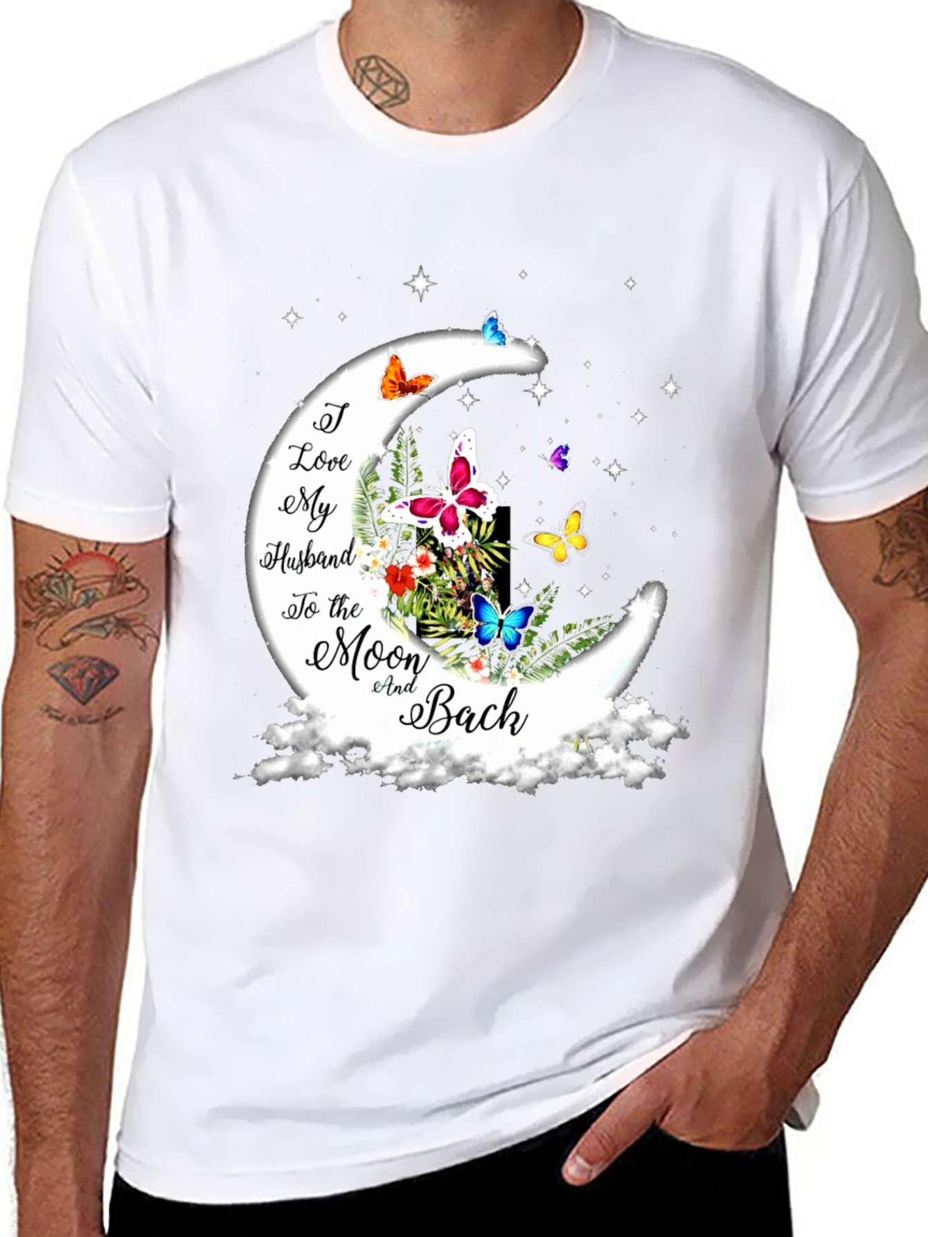 I Love My Husband Moon Butterfly Graphic Tee
