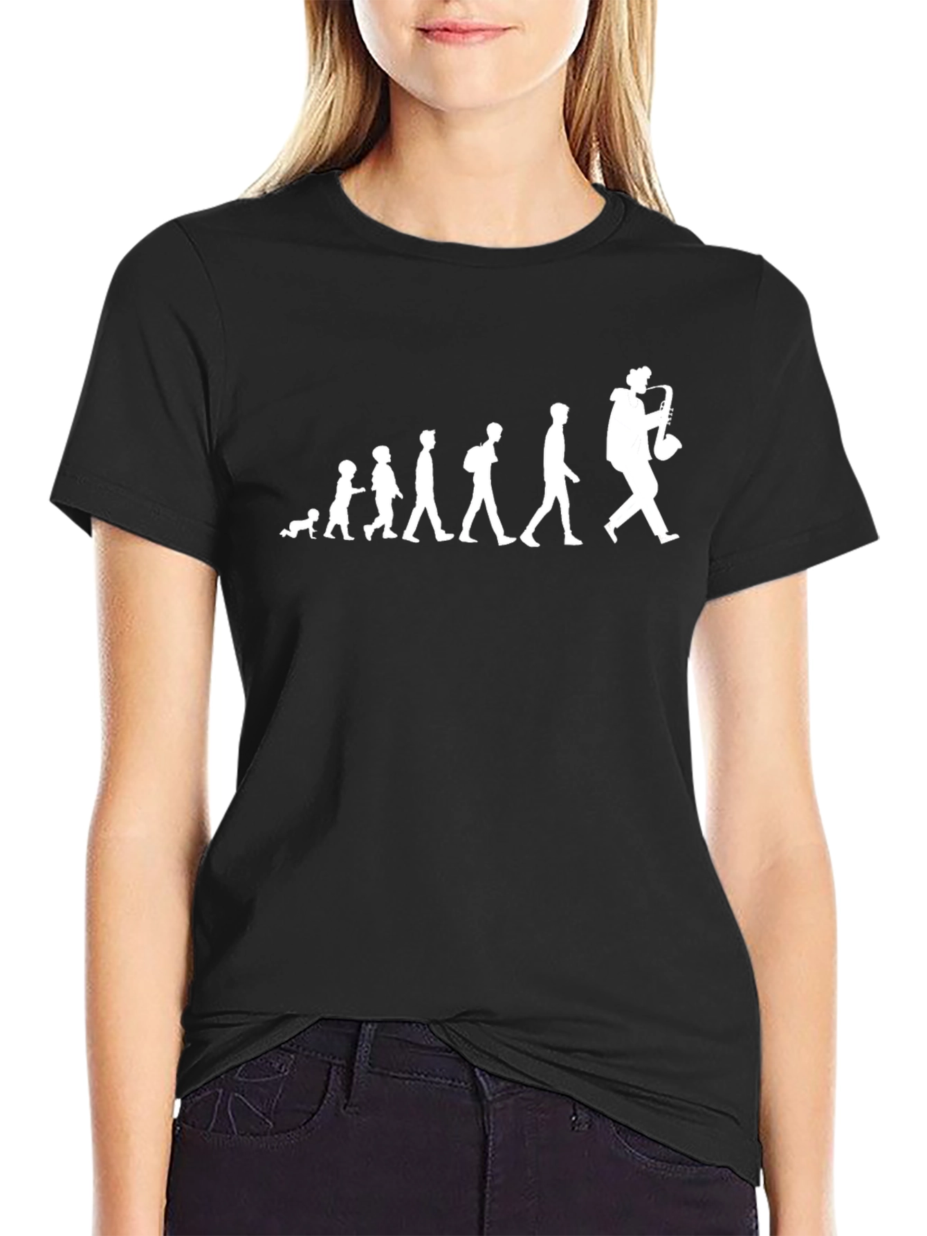 Saxophone Player Evolution T-Shirt - Black